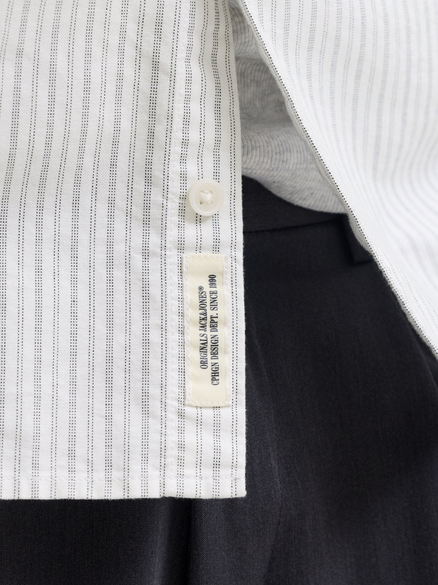 Jack & Jones Herren Hemden lang Snow White/Stri