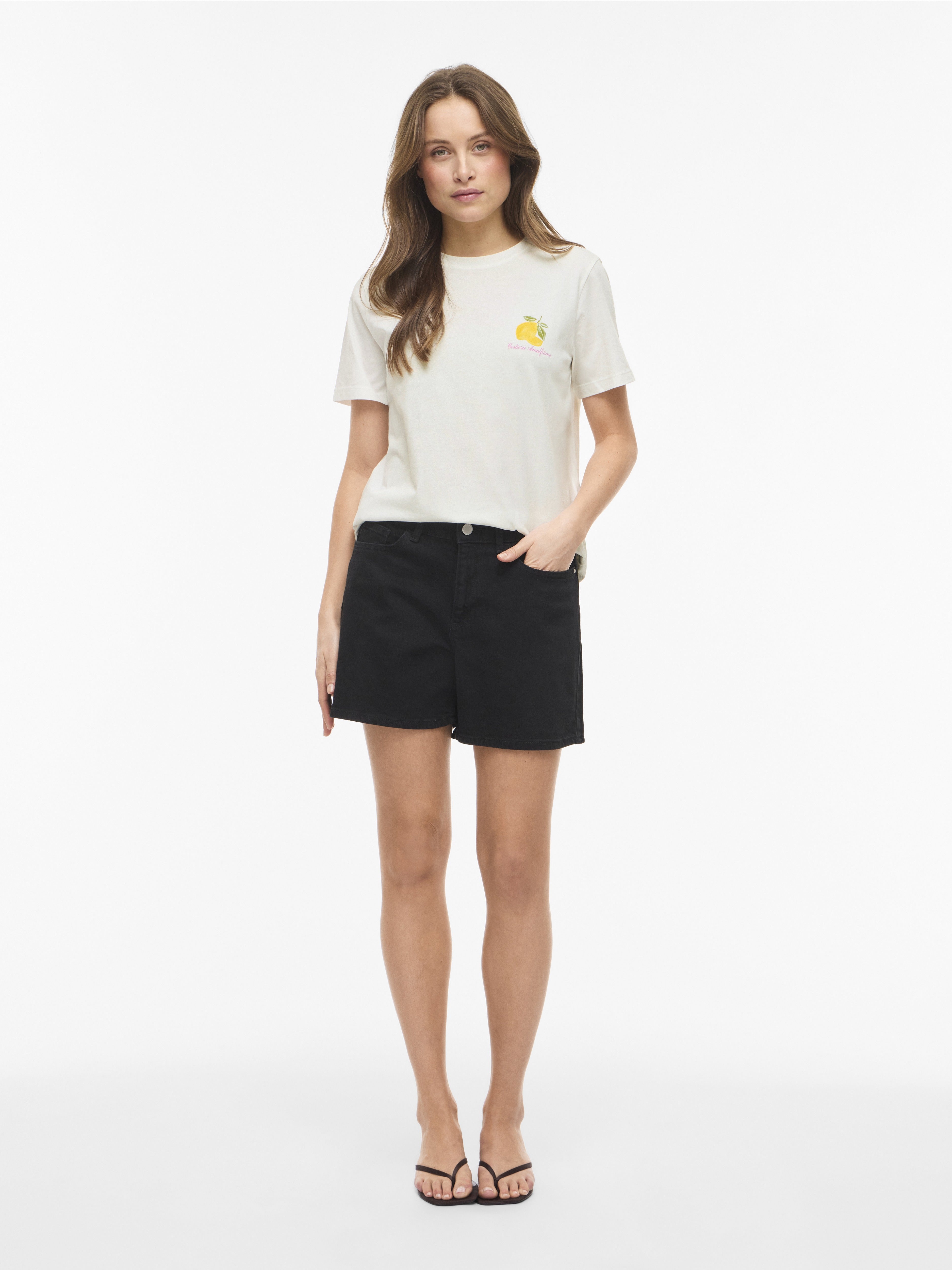 Vila Damen T-Shirts Snow White/Lemo