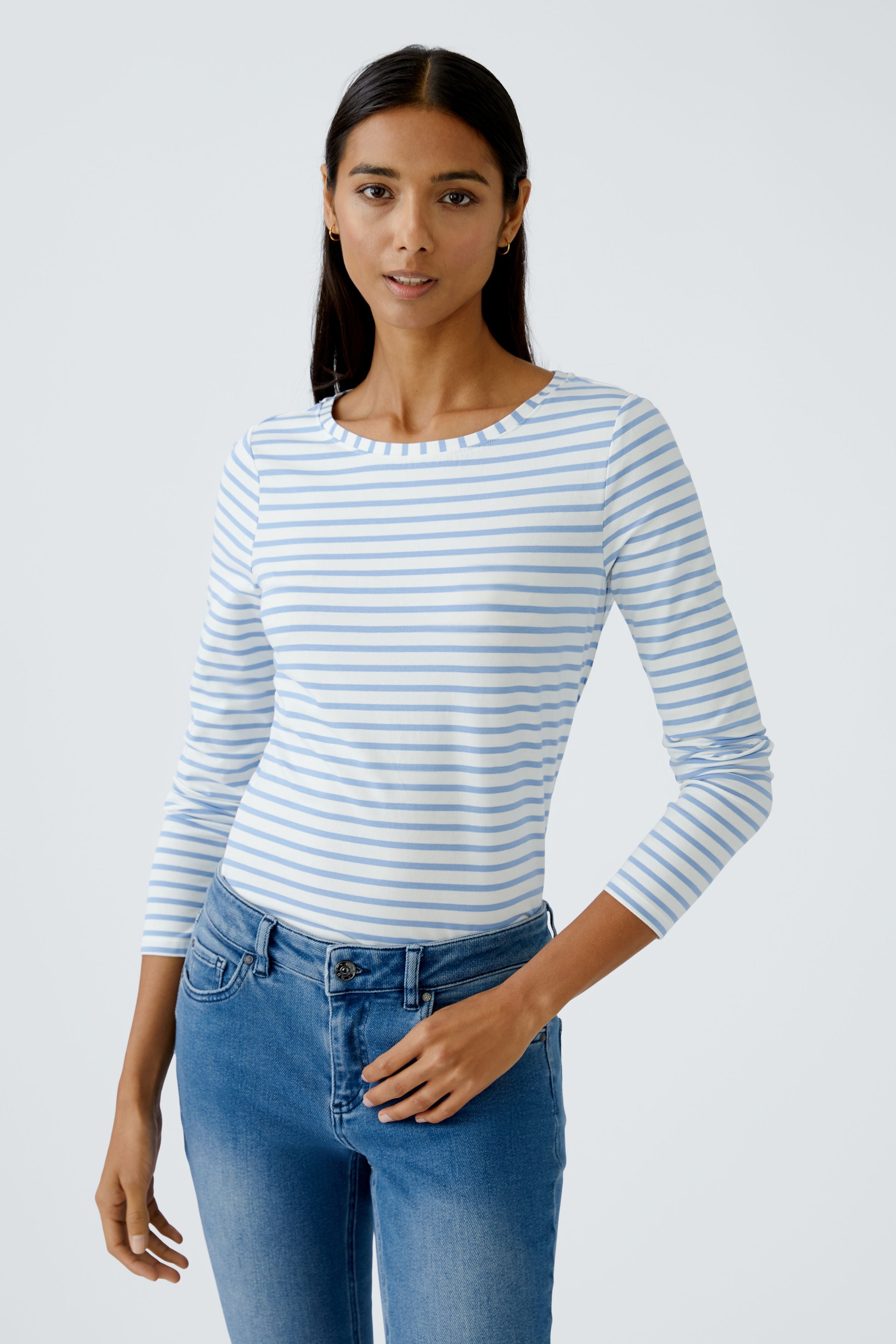 Oui Damen T-Shirts  White Blue