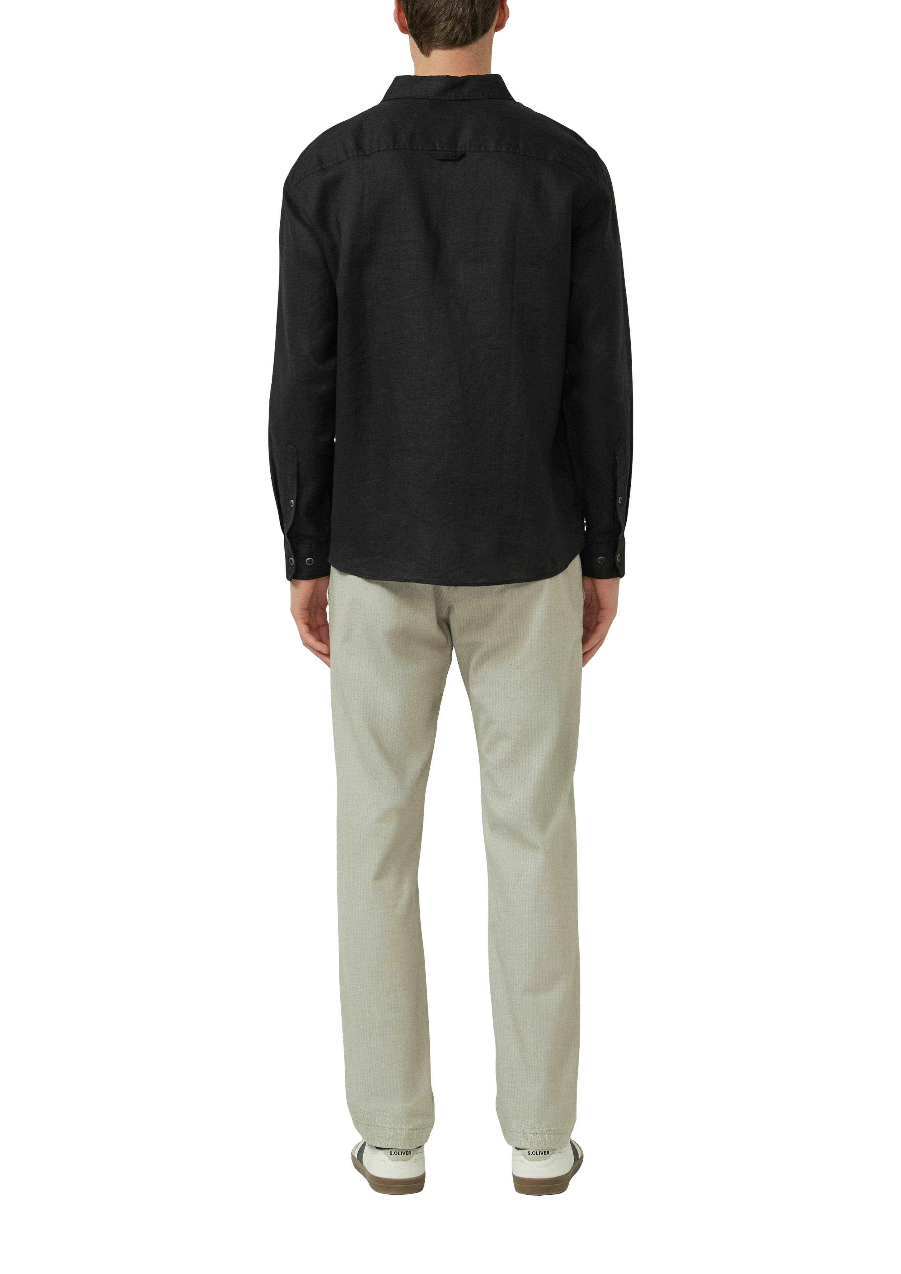 S. Oliver red Herren Hemden lang Grey/Black