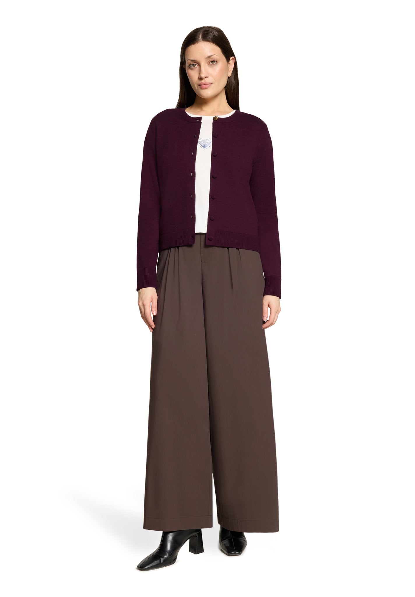 Cartoon Damen Strickjacken Dark Dahlia