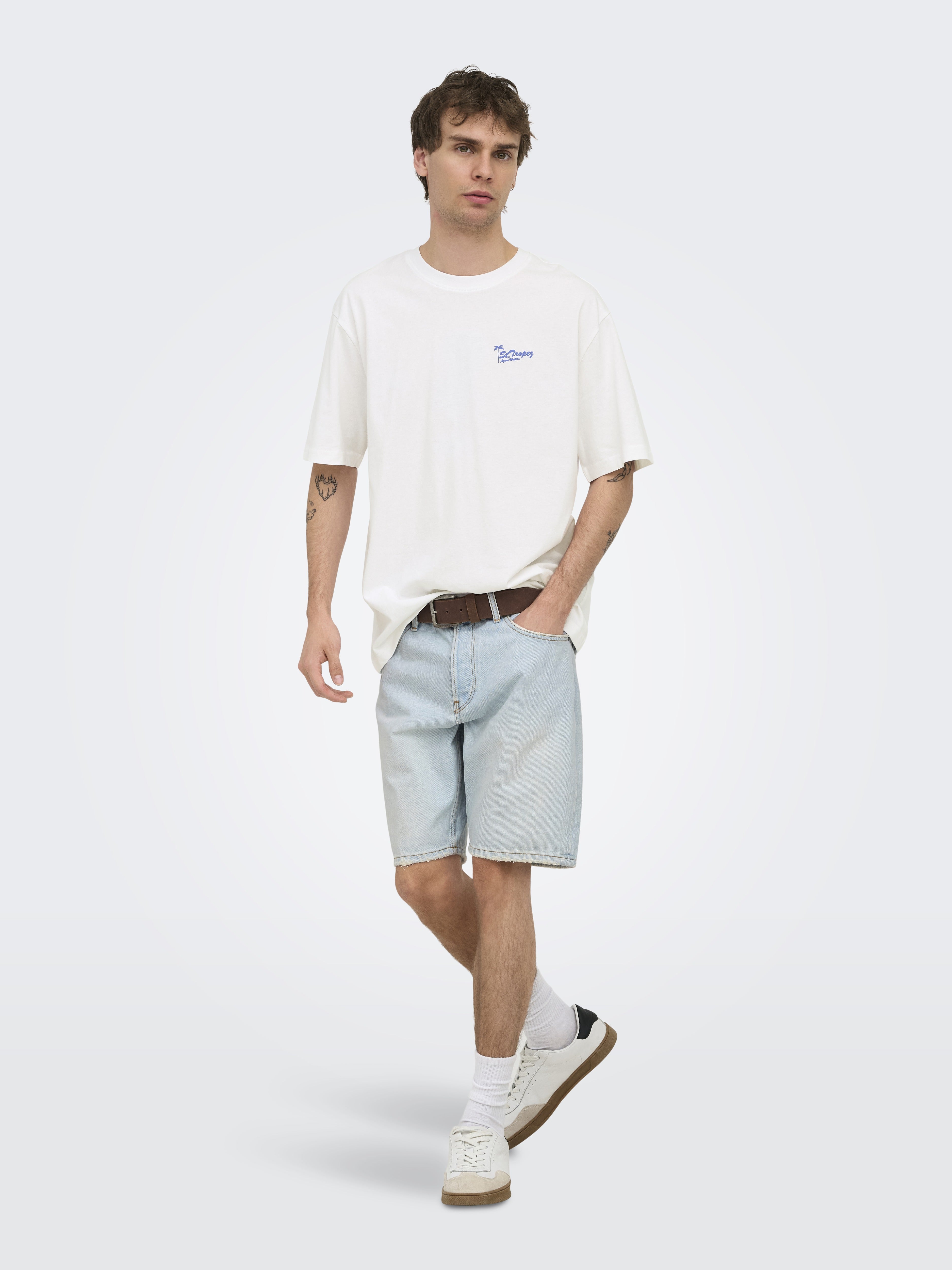 Only & Sons Herren T-Shirts kurz Bright White/Sl