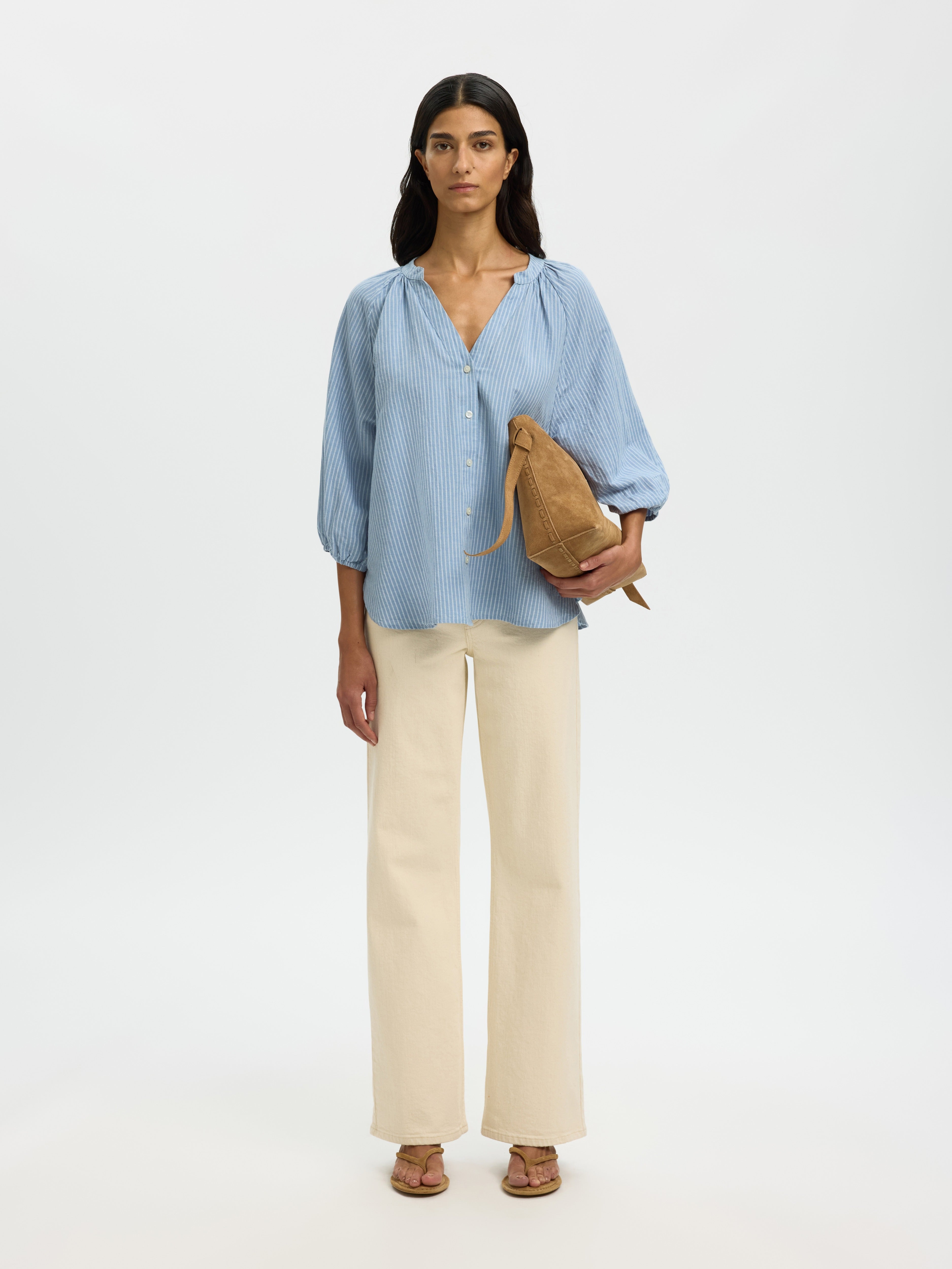 Selected Femme Damen Blusen Dusty Blue/Brig