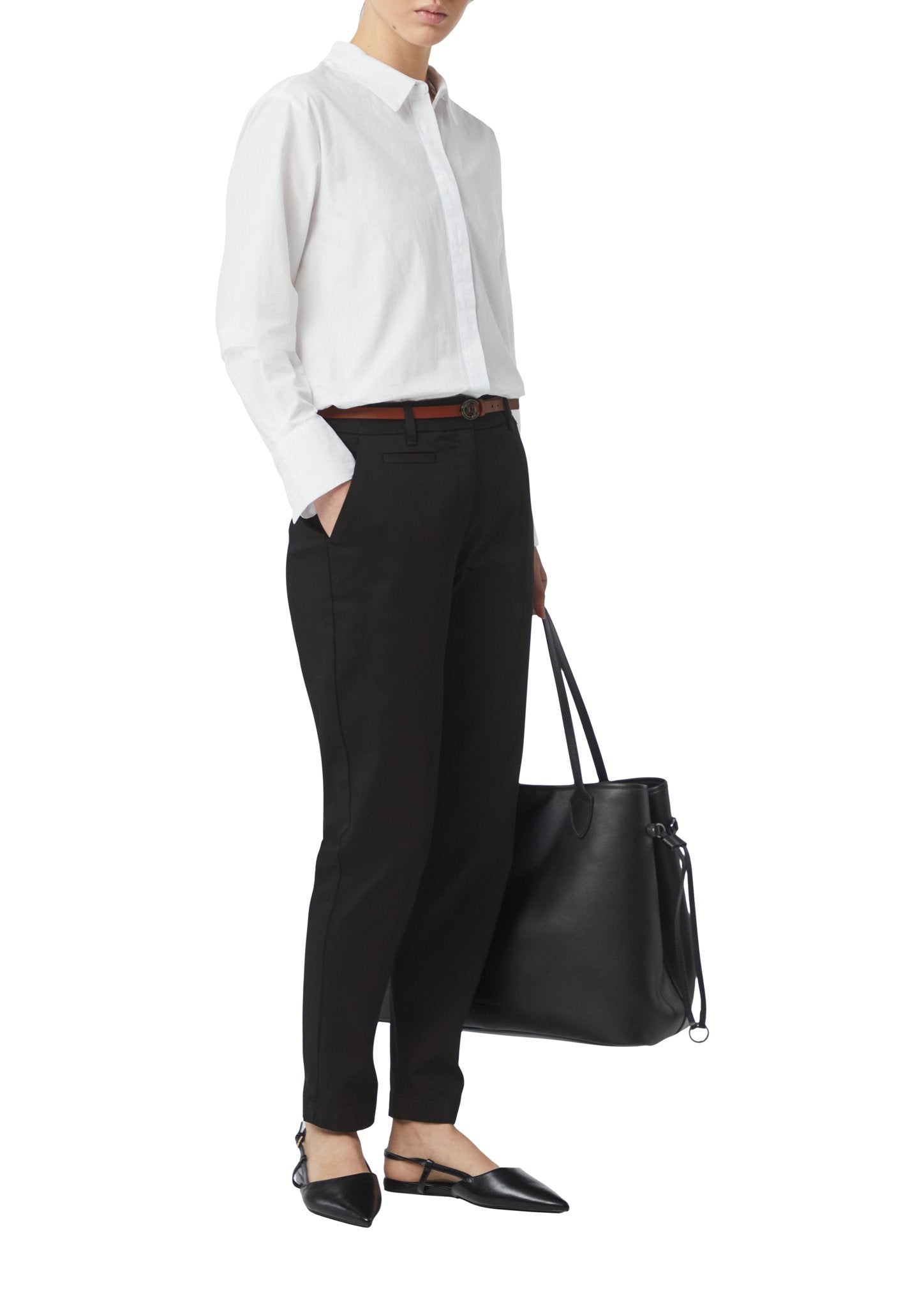 Comma Damen Hosen Grey/Black
