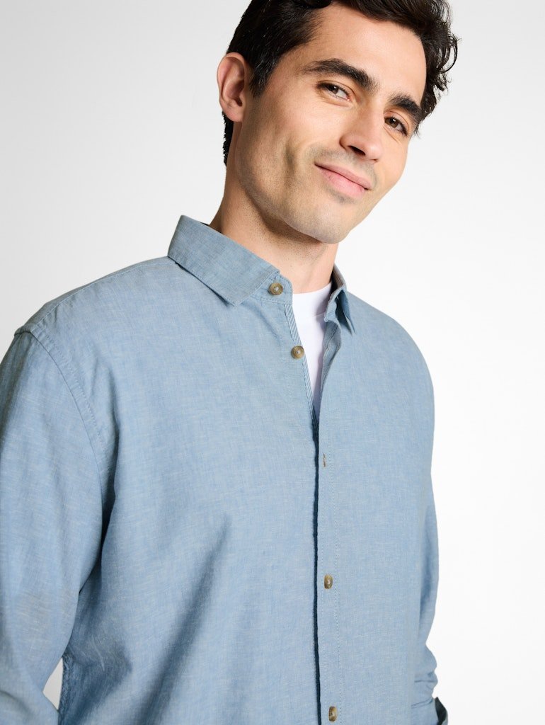 Tom Tailor Herren Hemden lang Bleeched Blue C