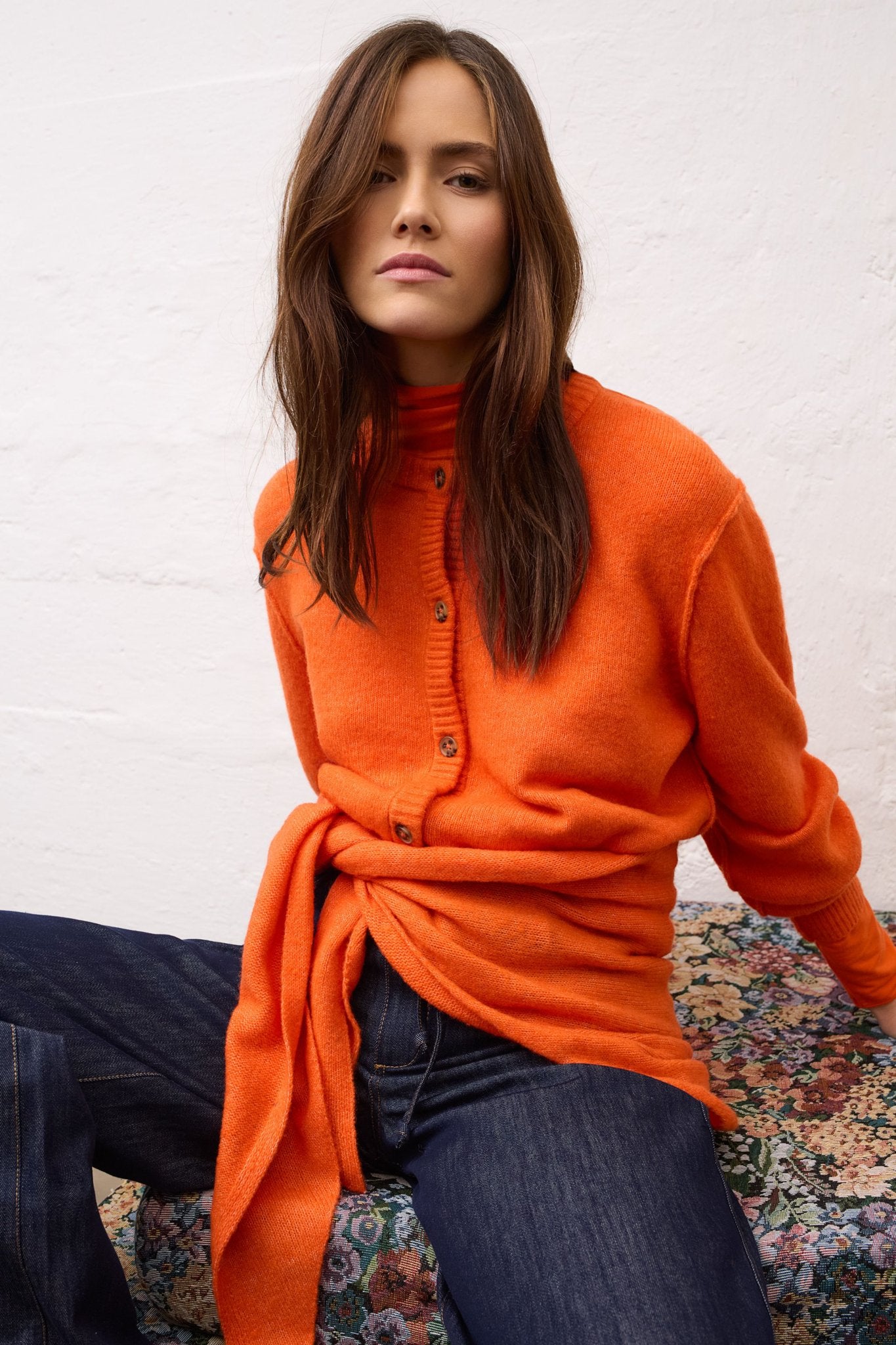 Oui Damen Strickjacken Orangeade