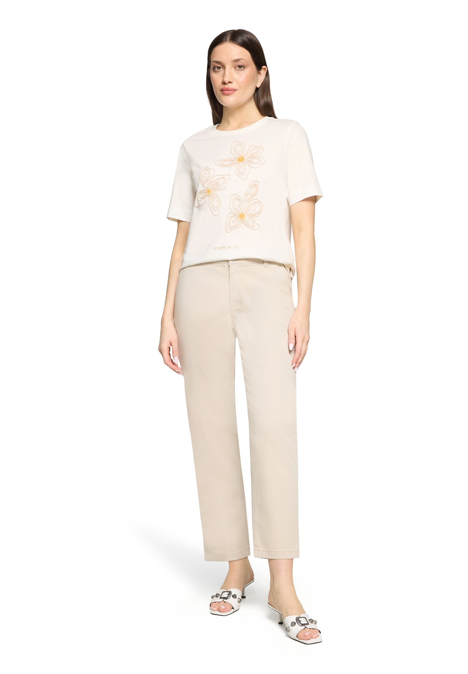 Cartoon Damen T-Shirts Patch Cream/Bei