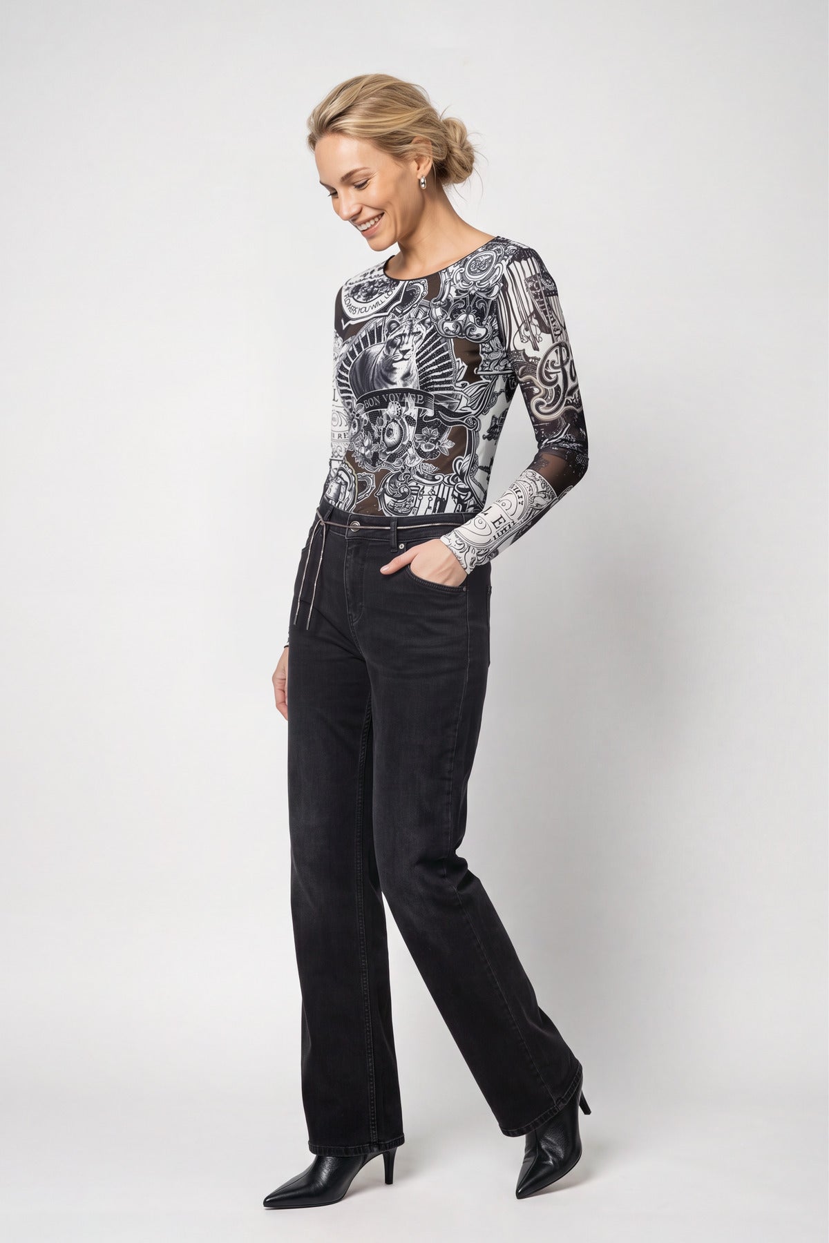 Monari Damen T-Shirts Schwarz Gem
