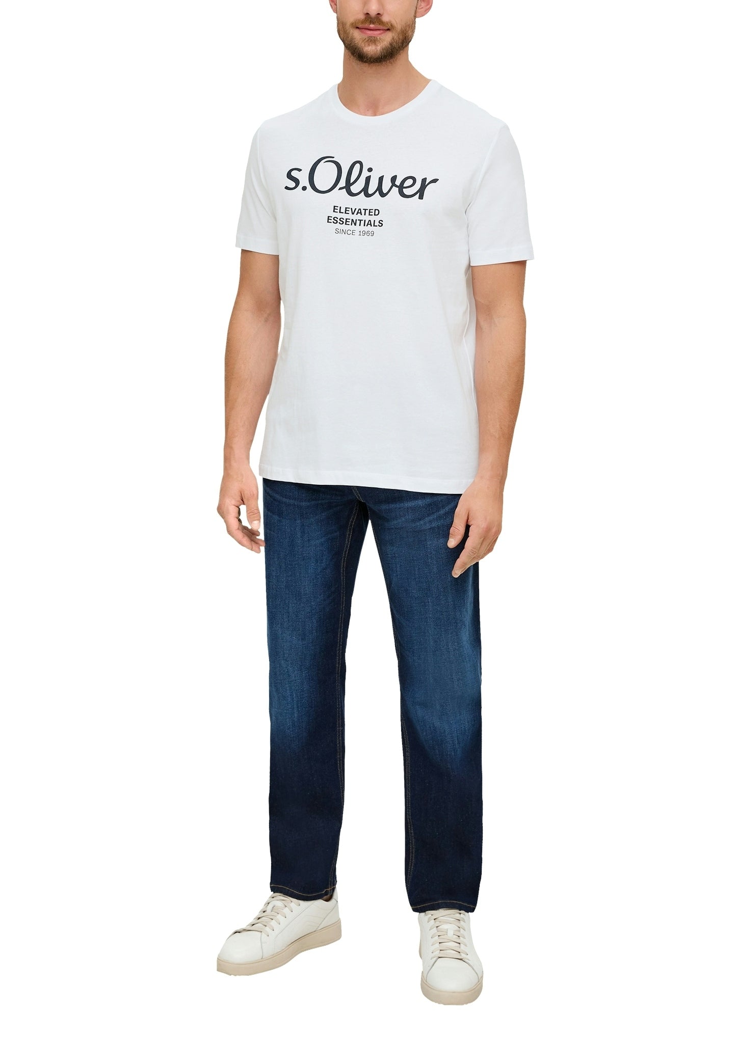 S. Oliver red Herren T-Shirts kurz White
