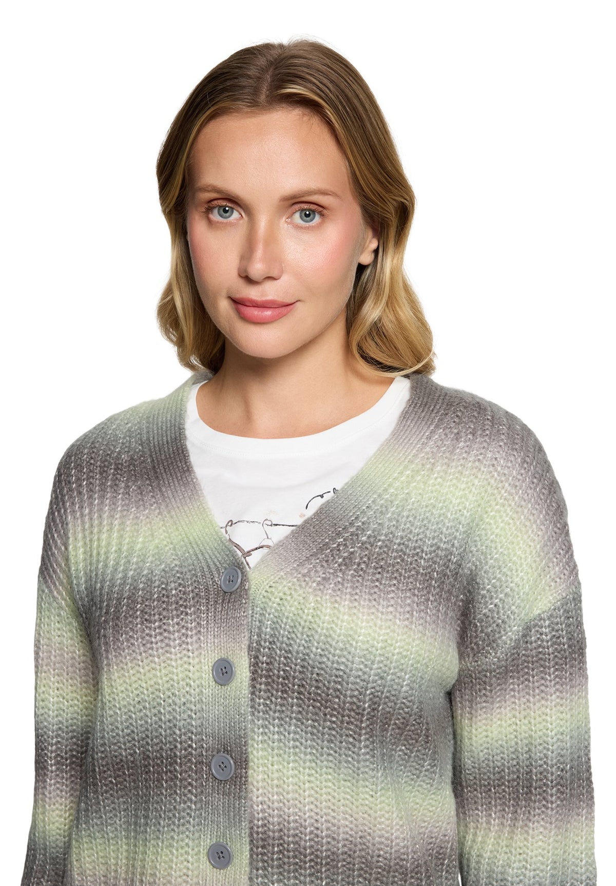 Cartoon Damen Strickjacken Khaki/Cream
