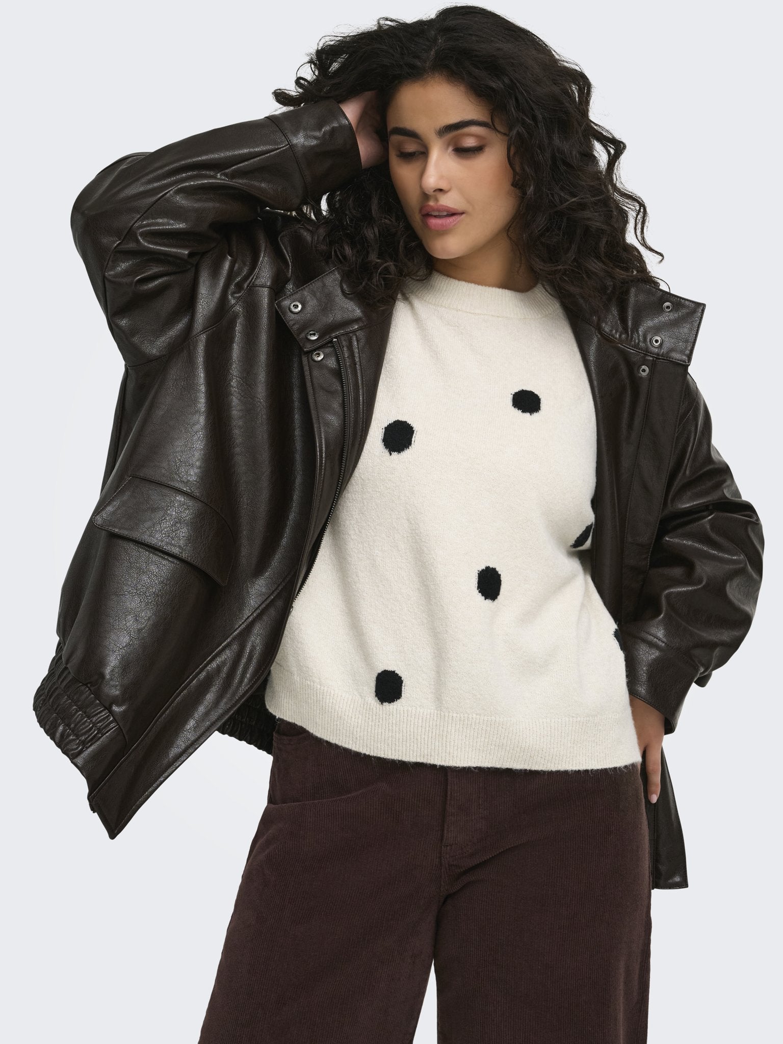 Only Caramkoma Damen Pullover Birch/Black/Mel