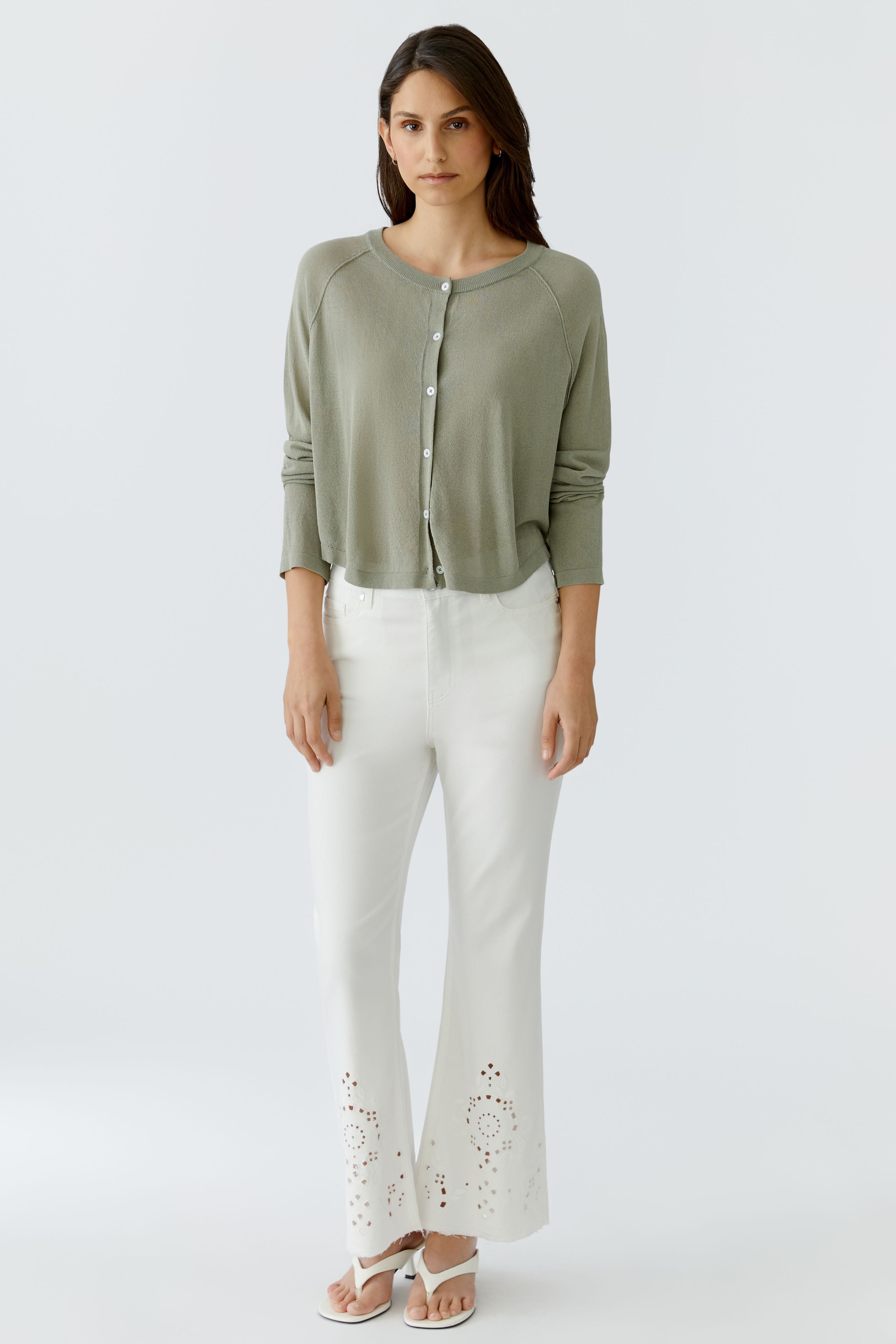 Oui Damen Strickjacken Seagrass