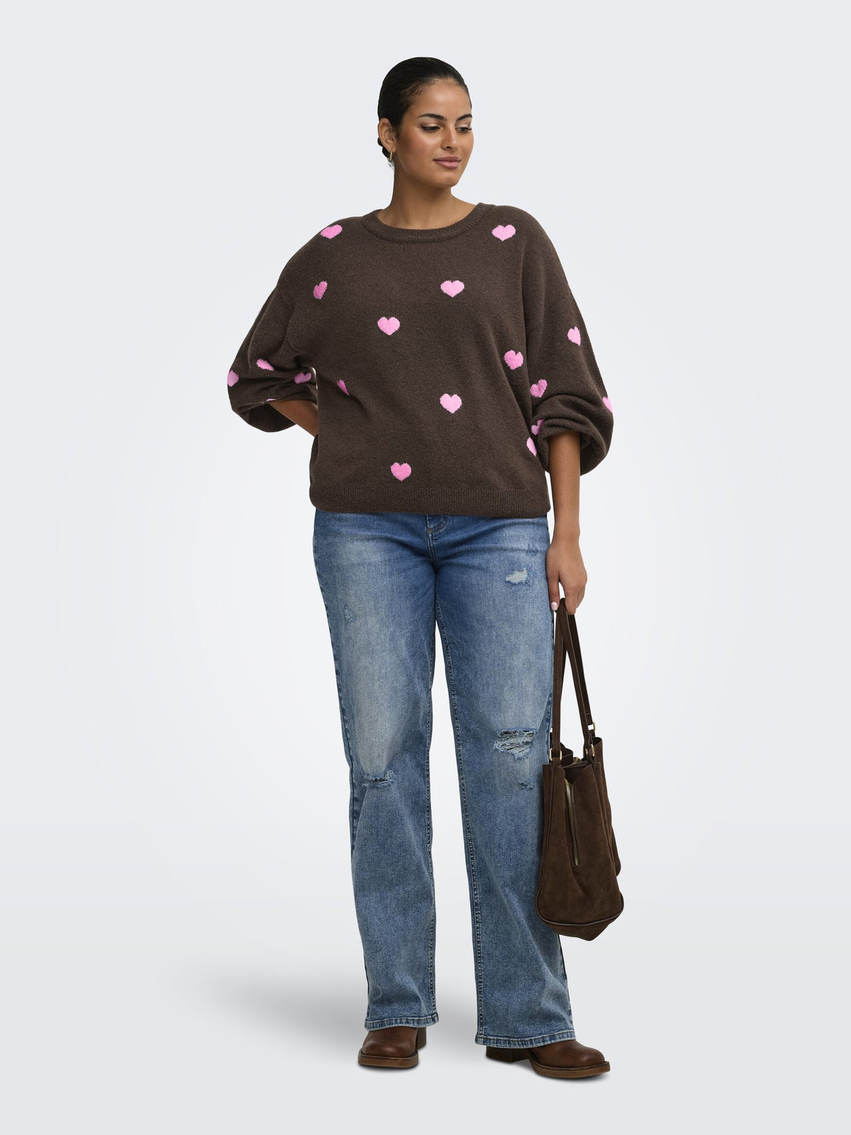 Only Carmakoma Damen Pullover Coffee Bean/Hea