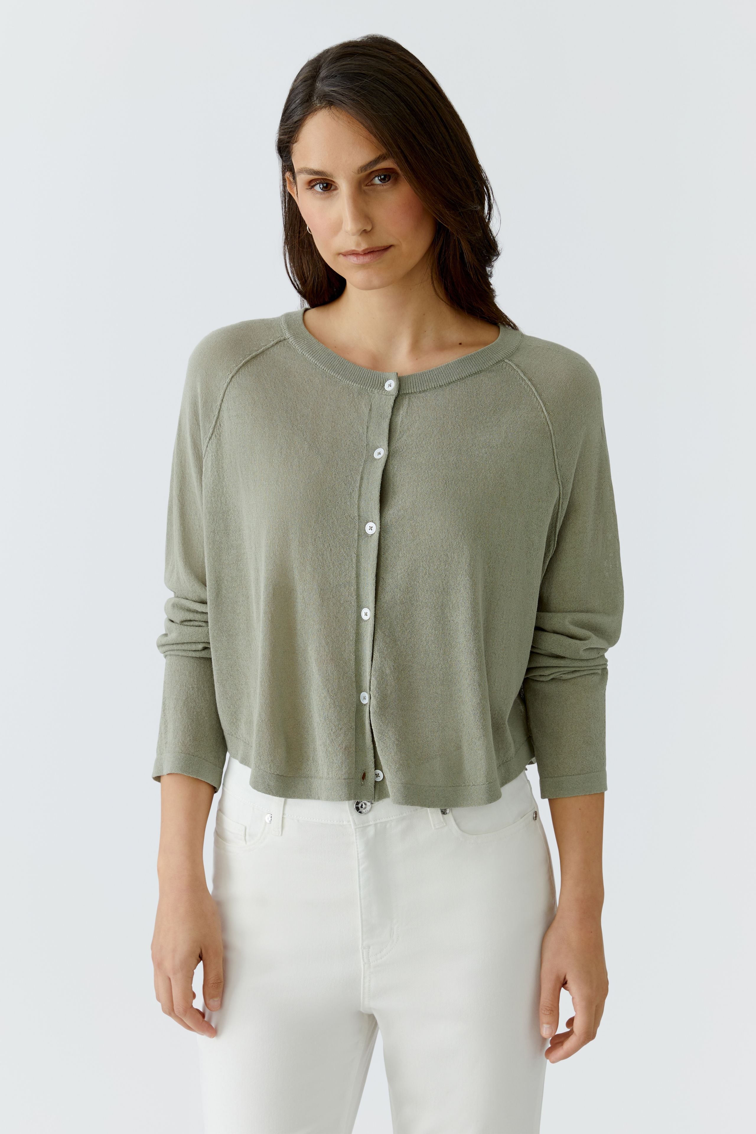 Oui Damen Strickjacken Seagrass