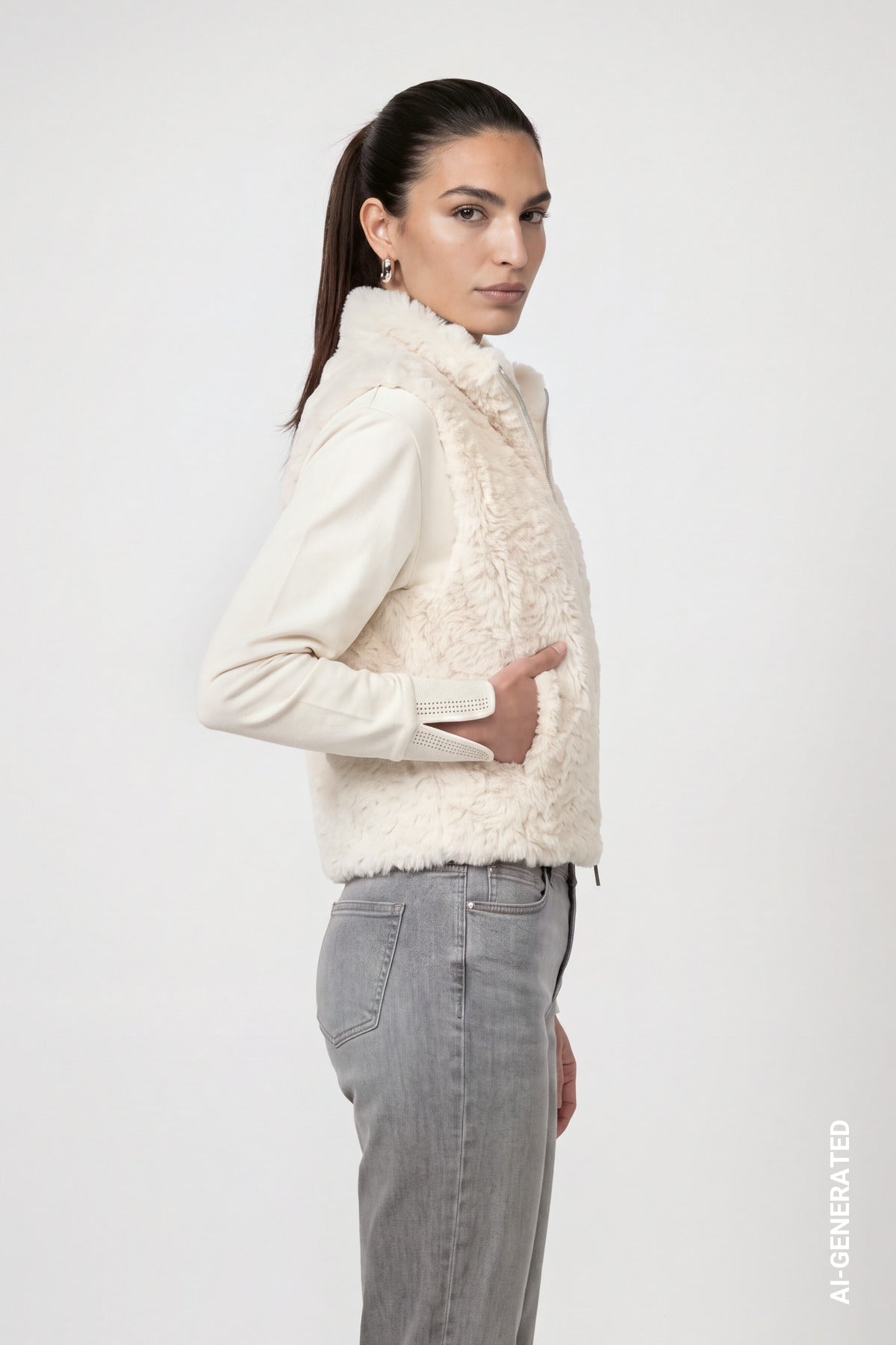 Monari Damen Outdoorwesten  Antique Whi