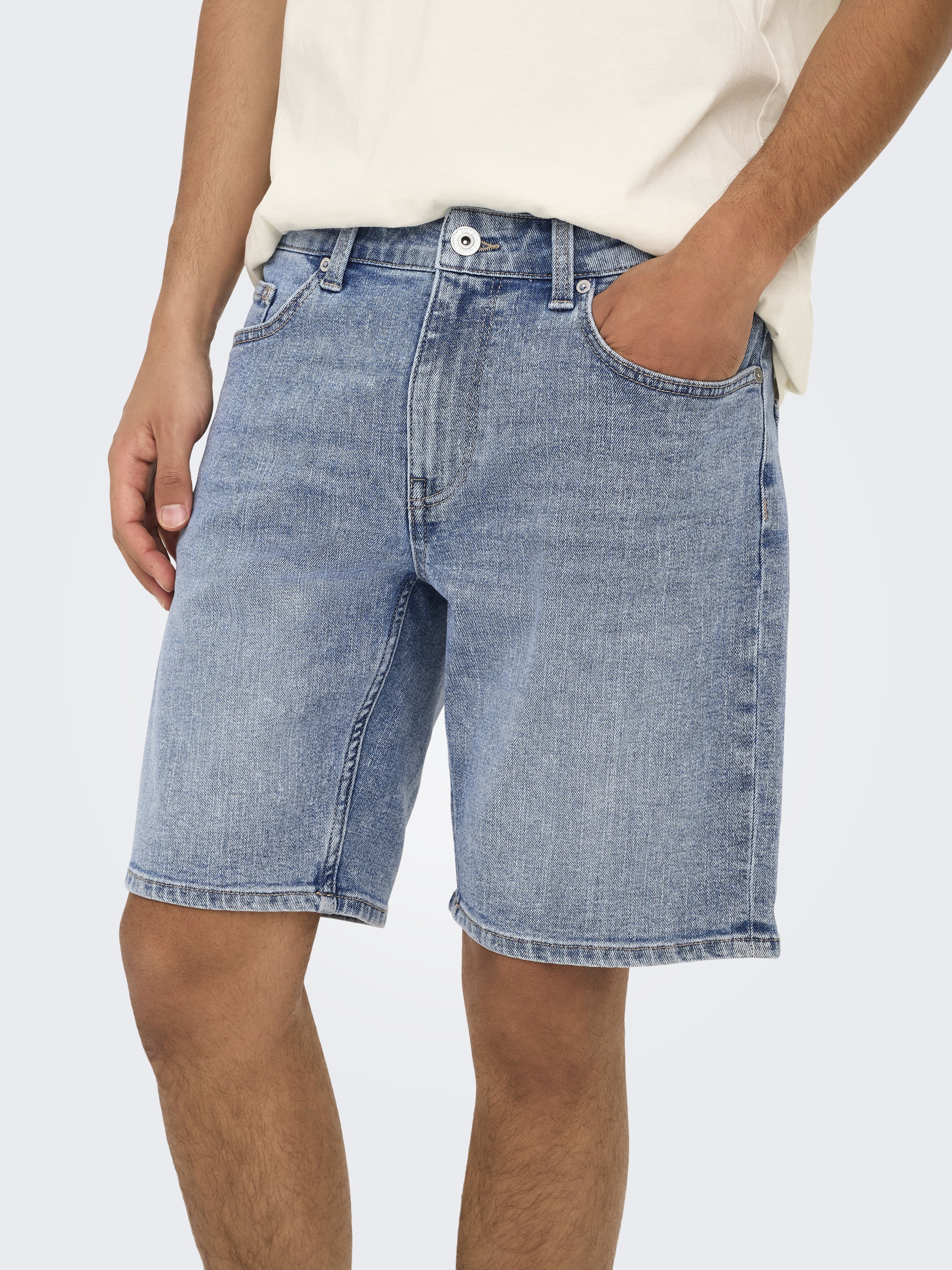 Only & Sons Herren Shorts Light Blue Deni