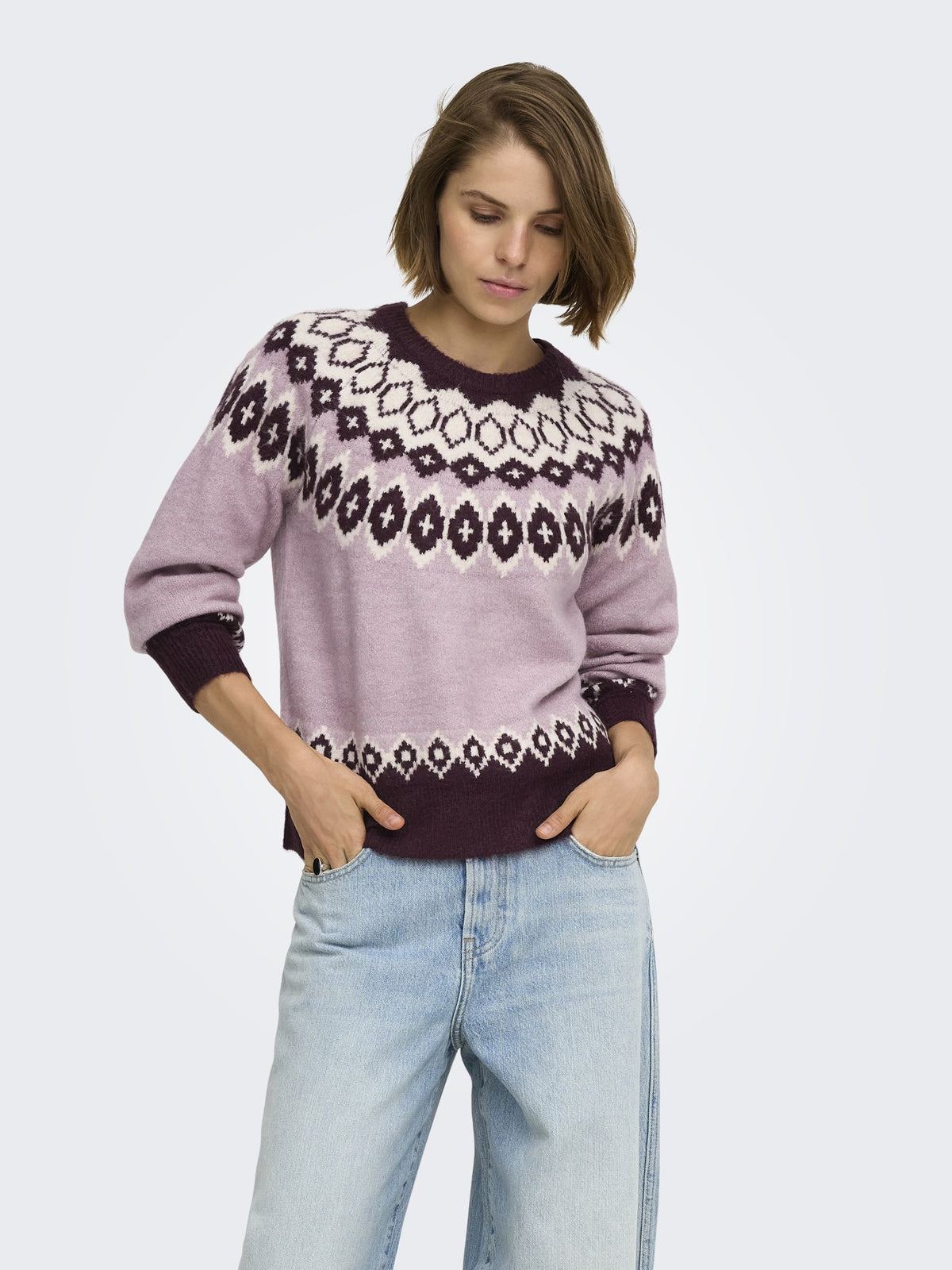 Only Damen Pullover Fig/Keepsake Li
