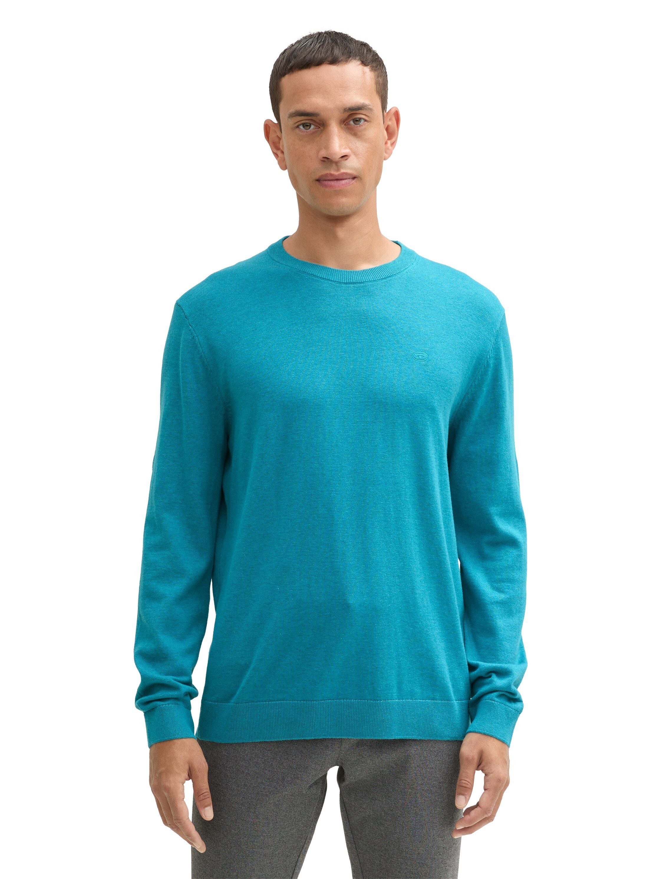 Tom Tailor Herren Pullover Turquoise Blue
