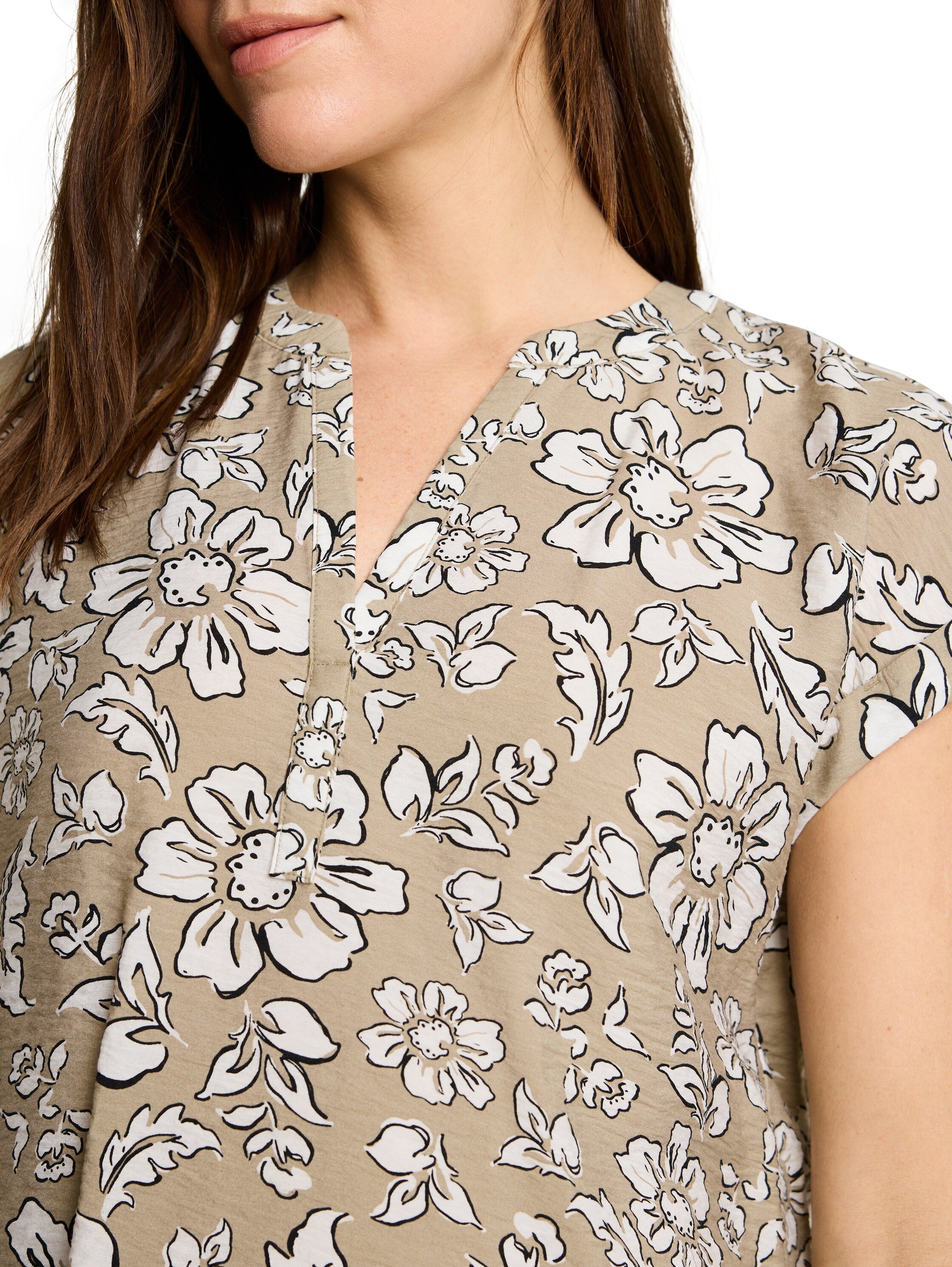 Tom Tailor Damen Blusen Olive Big Flowe