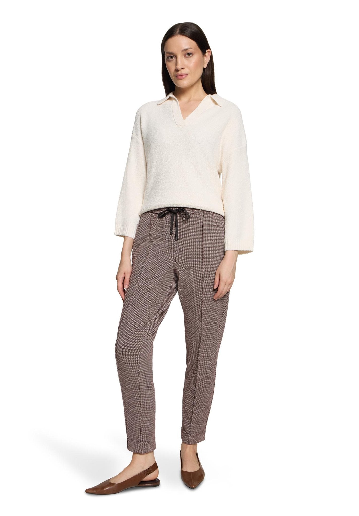 Betty & Co Damen Hosen Grey/Dark Red