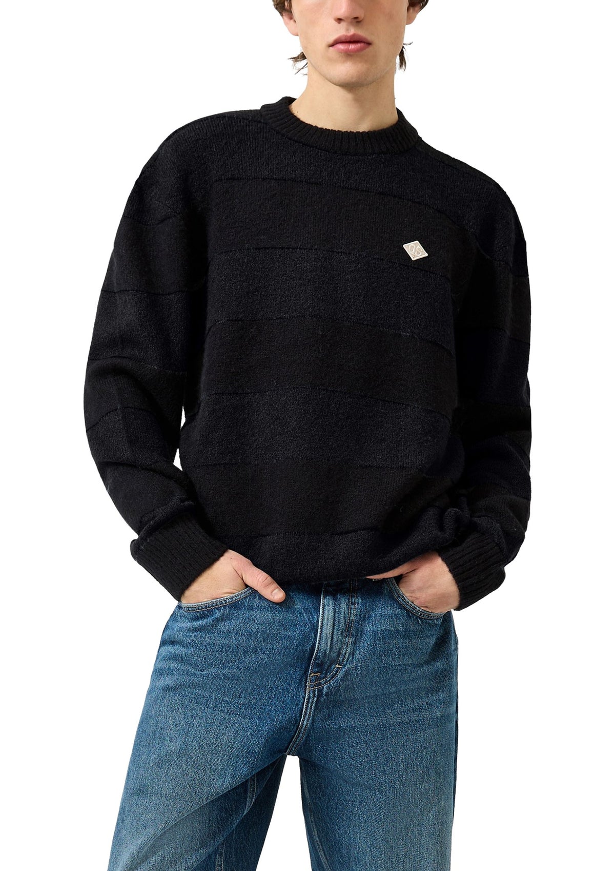 QS by S.Oliver Herren Pullover  Grey/Black
