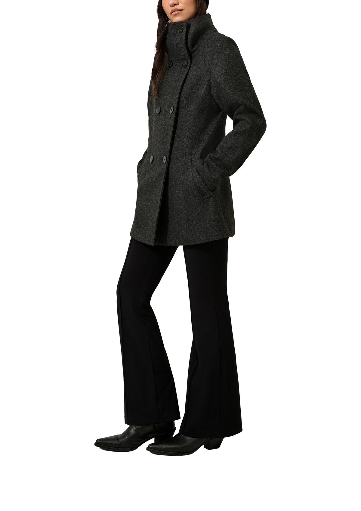 QS by S.Oliver Damen Mantel W Grey/Black