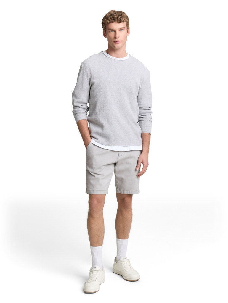 Tom Tailor denim Herren Shorts Grey White Twil