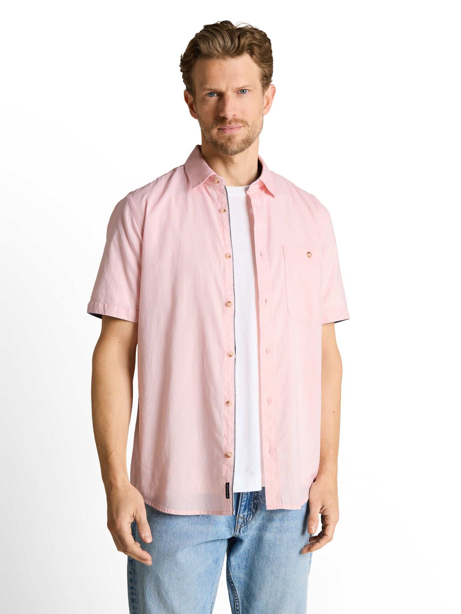 Tom Tailor Herren Hemden kurz Pink Horizontal