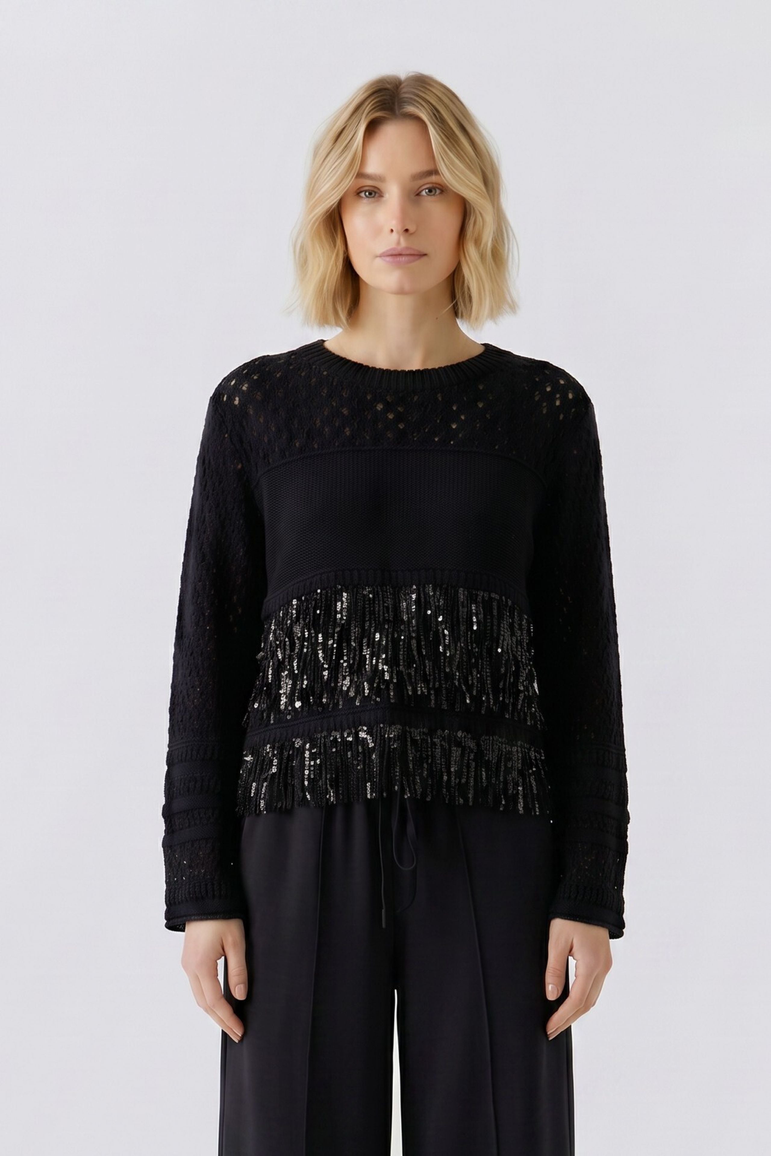 Oui Damen Pullover Black