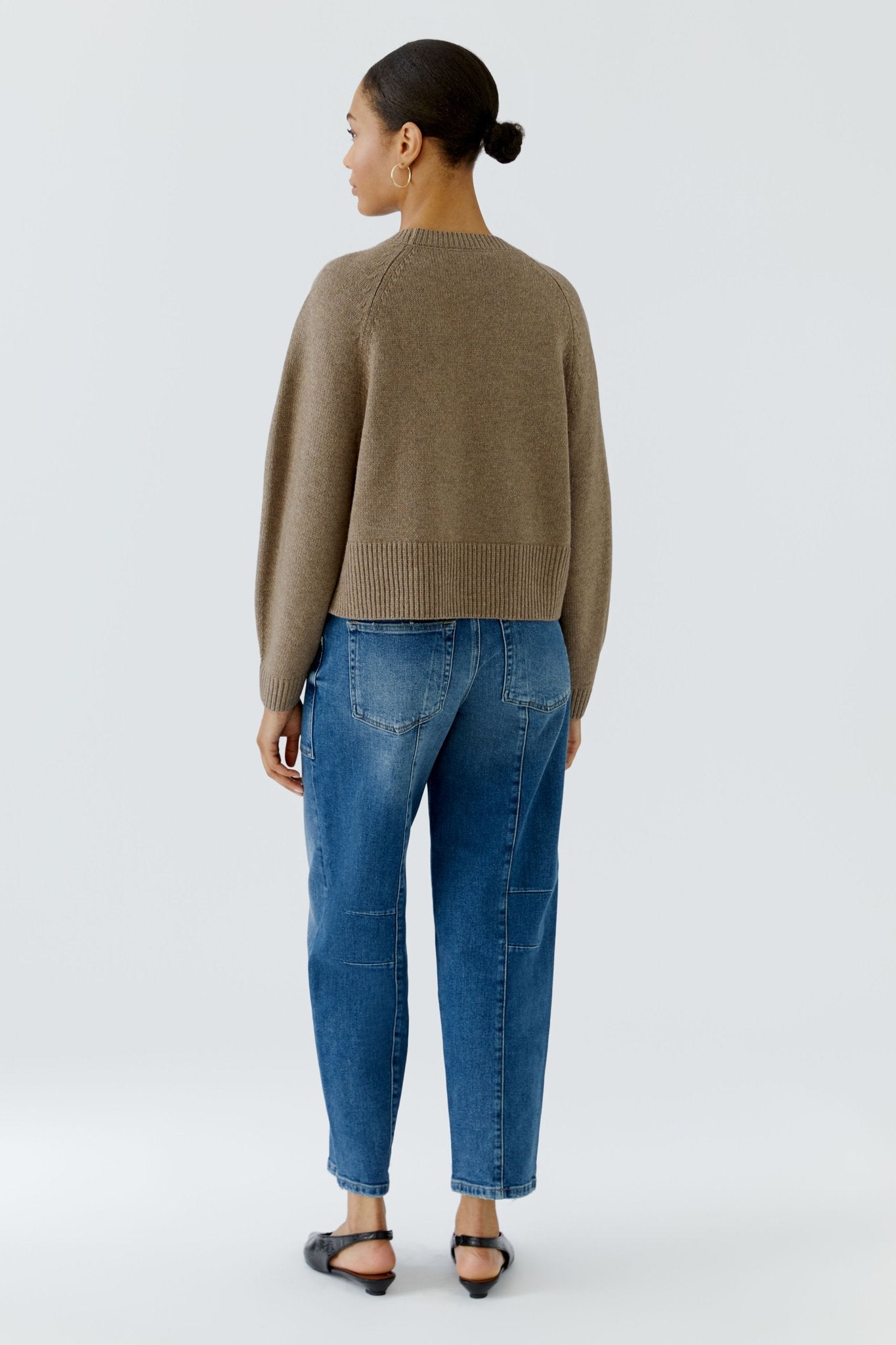 Oui Damen Pullover Taupe Mela