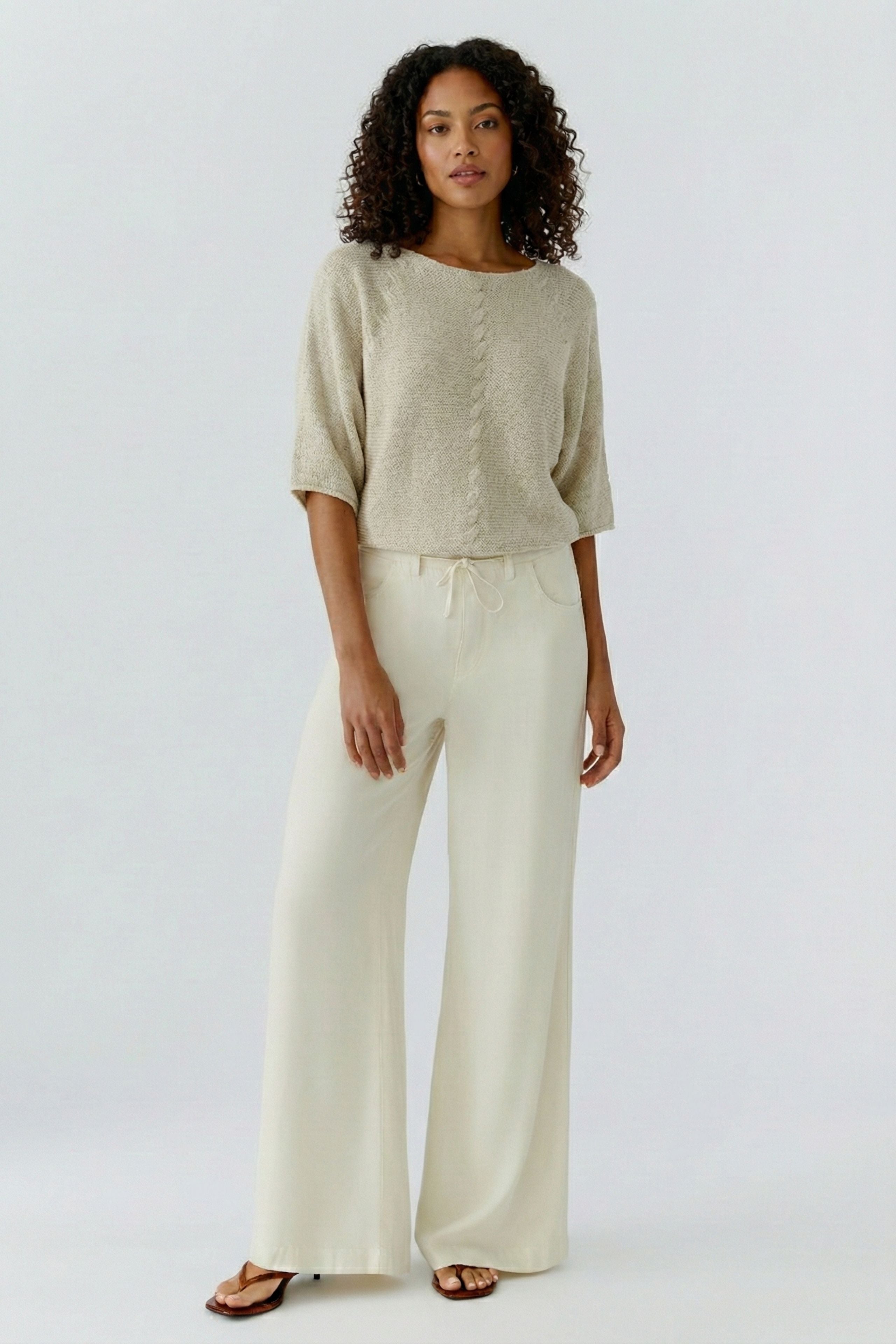 Oui Damen Pullover Biscuit