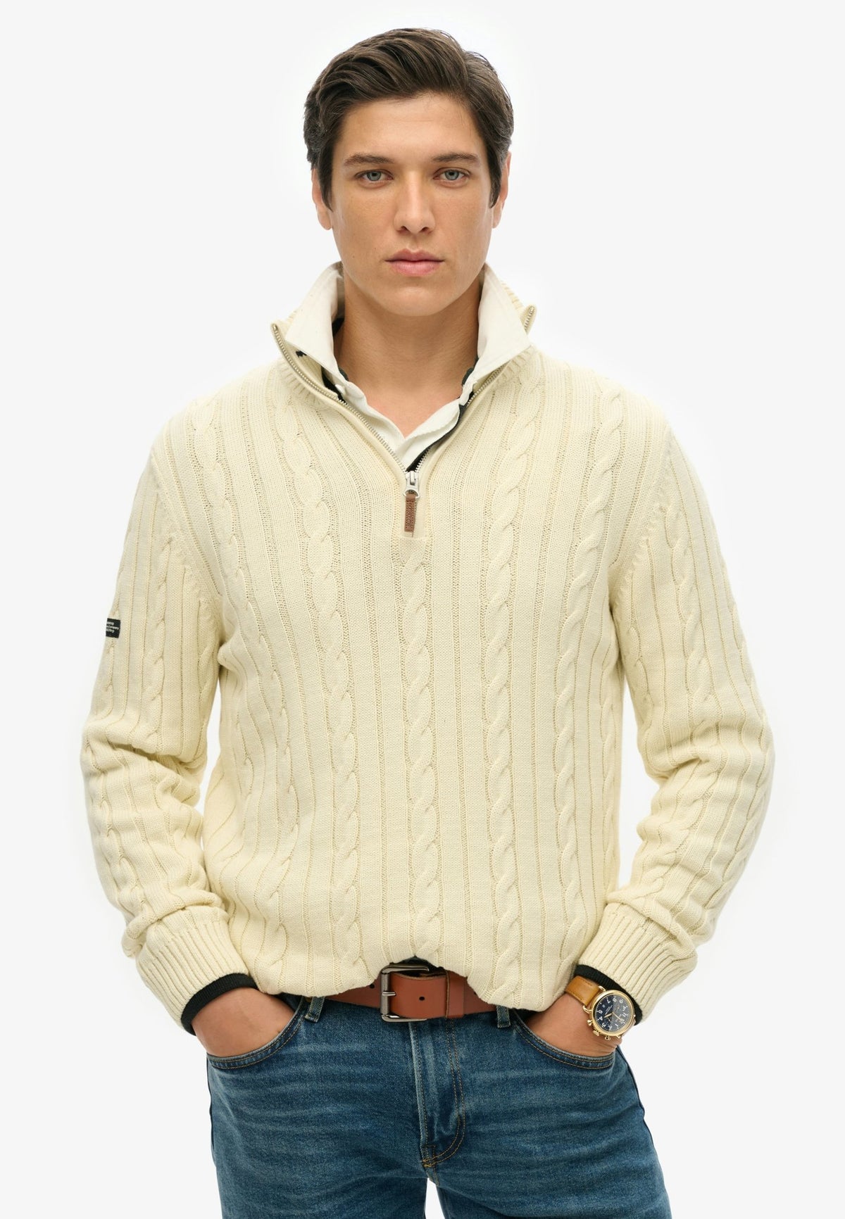 Superdry Men Herren Strickjacken C Cream