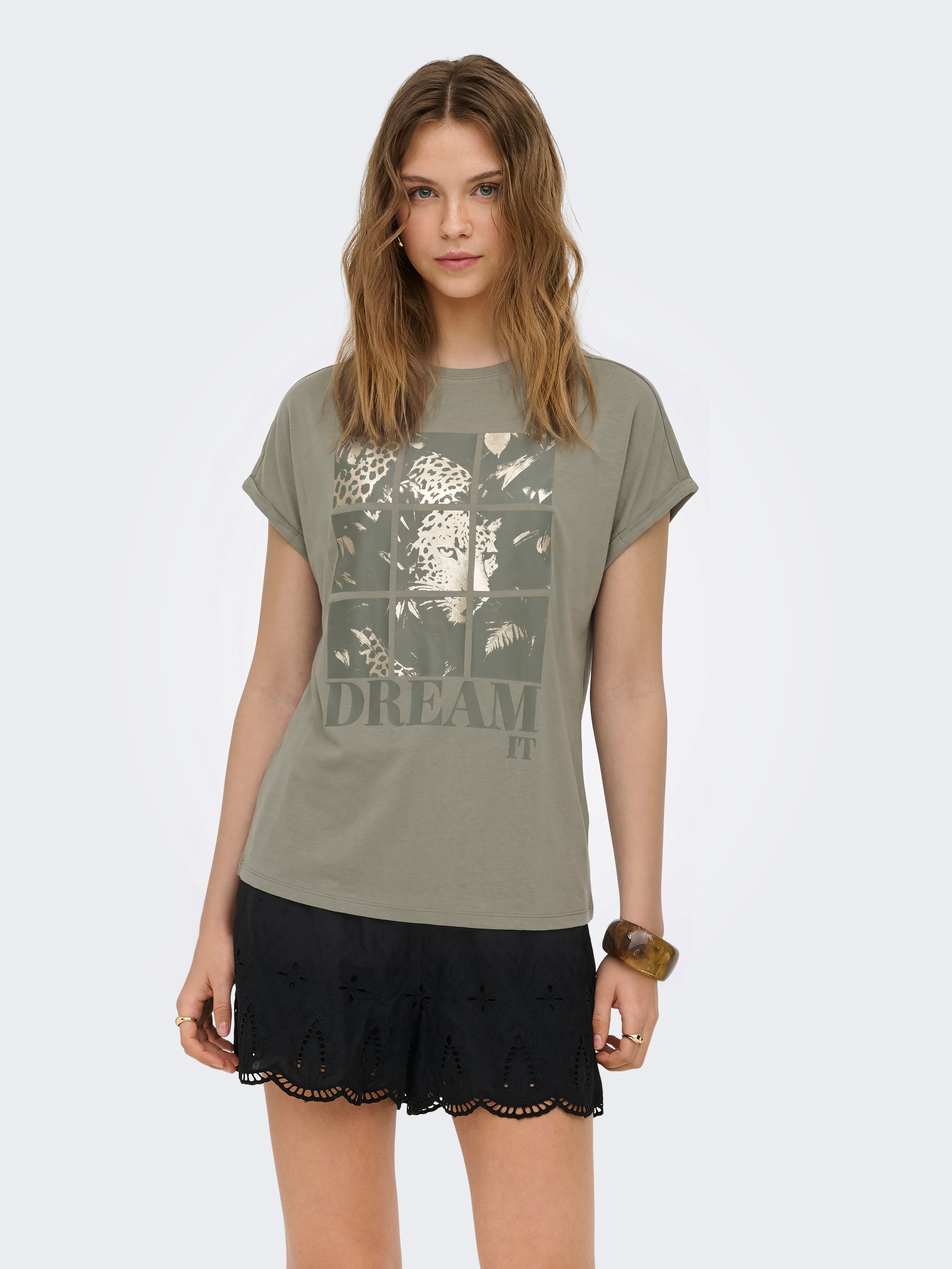 Only Damen T-Shirts Smokey Olive/Dr