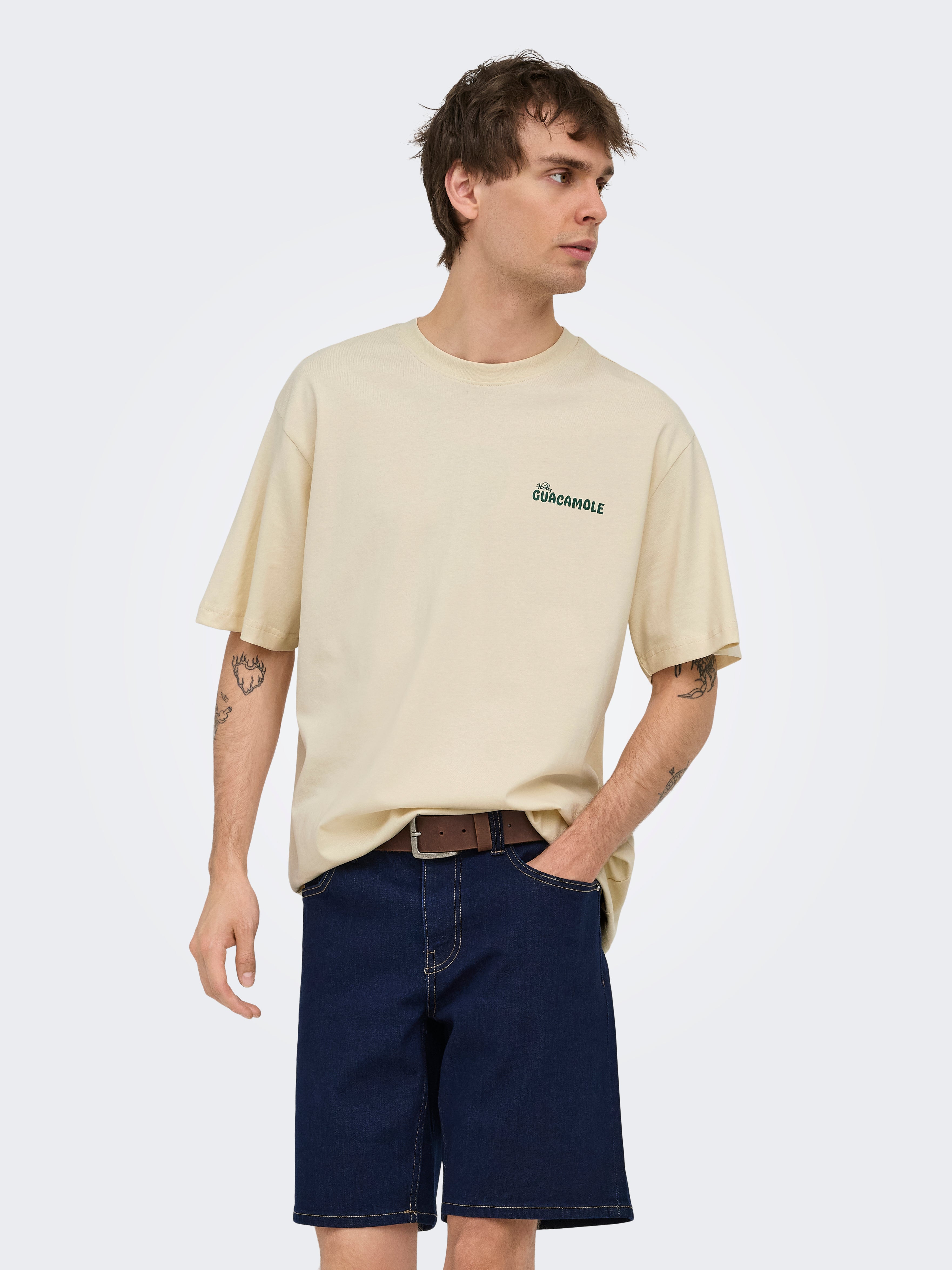 Only & Sons Herren T-Shirts kurz Antique White/G