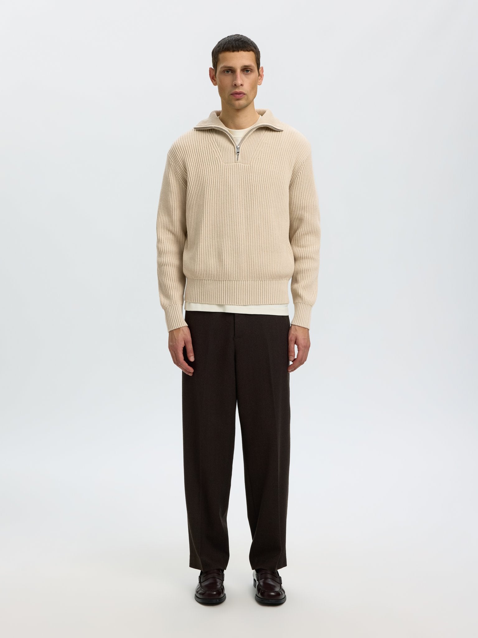 Selected homme Herren Pullover Oatmeal