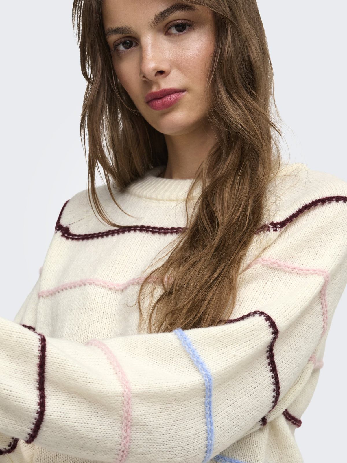 Only Damen Pullover Birch/Fig/Almon