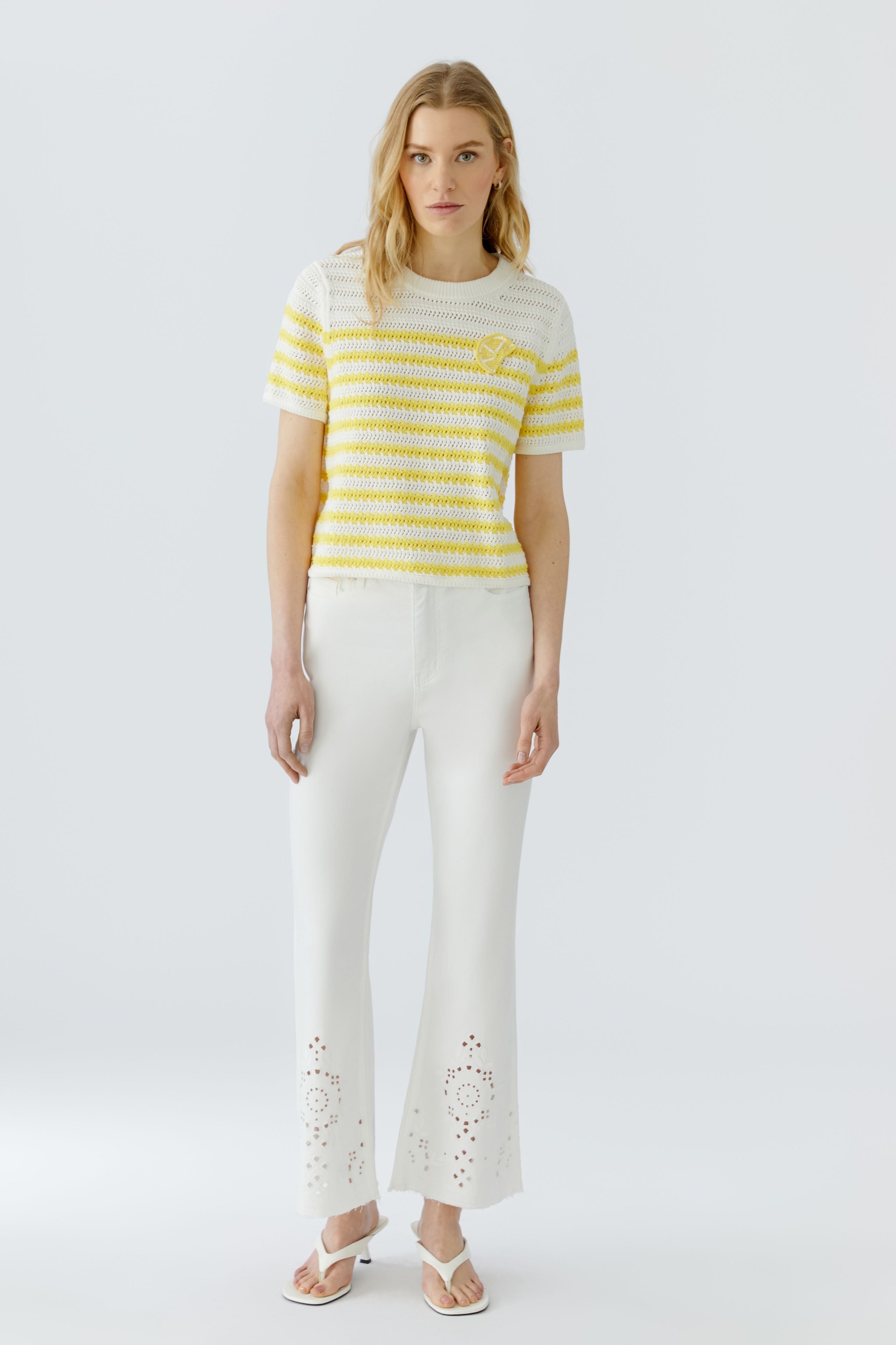 Oui Damen Pullover White Yell