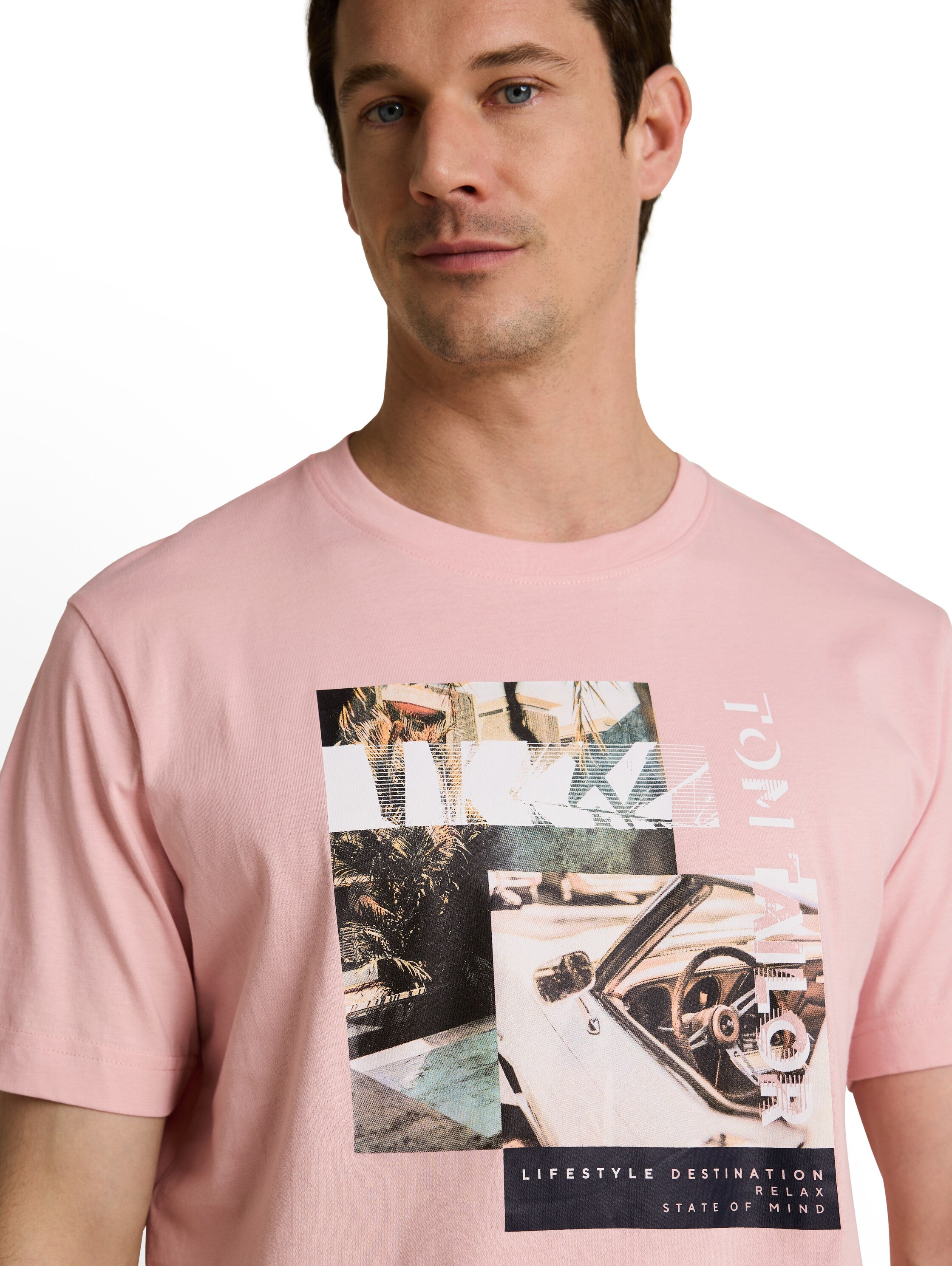 Tom Tailor Herren T-Shirts kurz Twinkle Pink