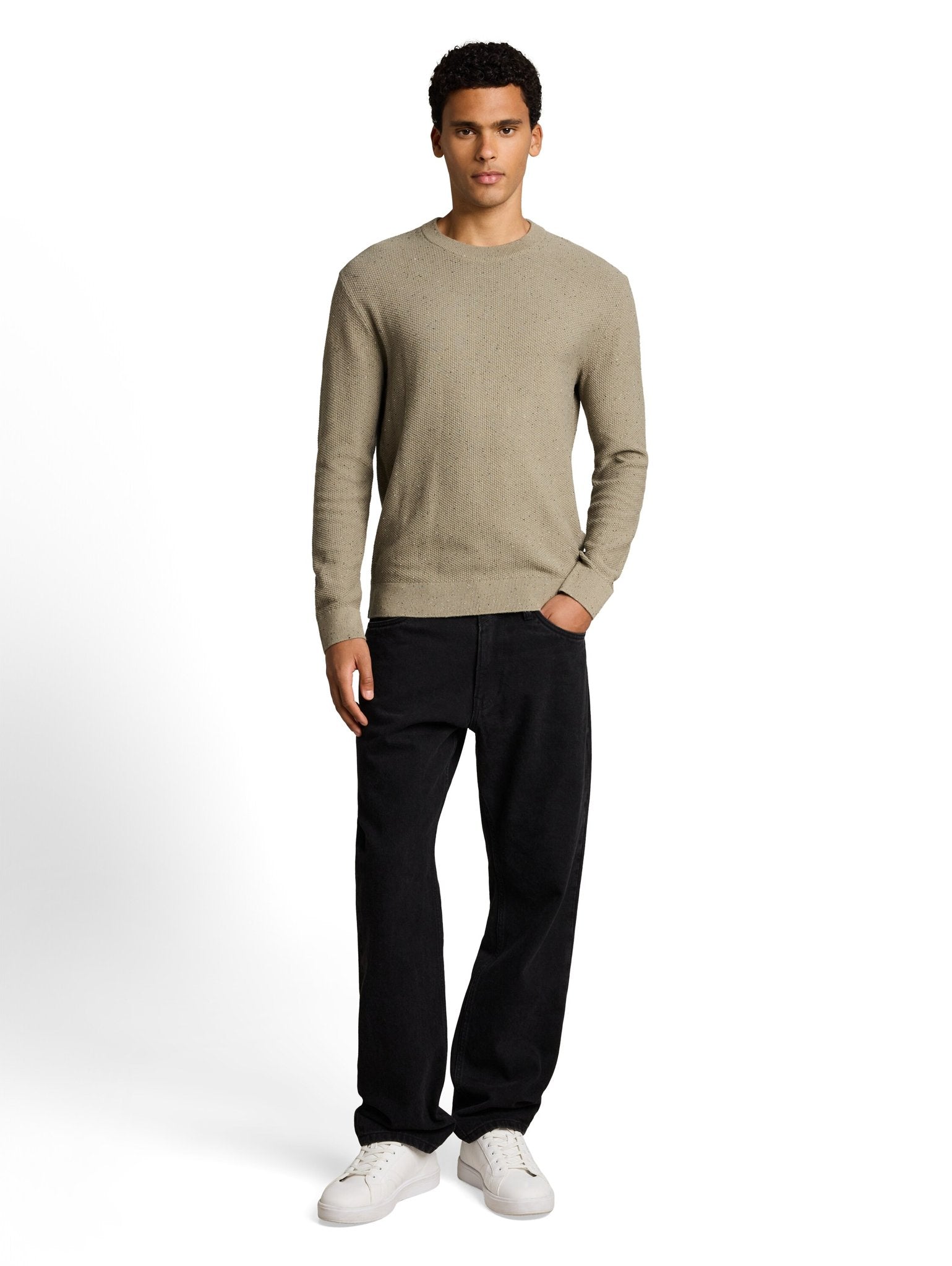 Tom Tailor denim Herren Pullover Dark Sage Neps