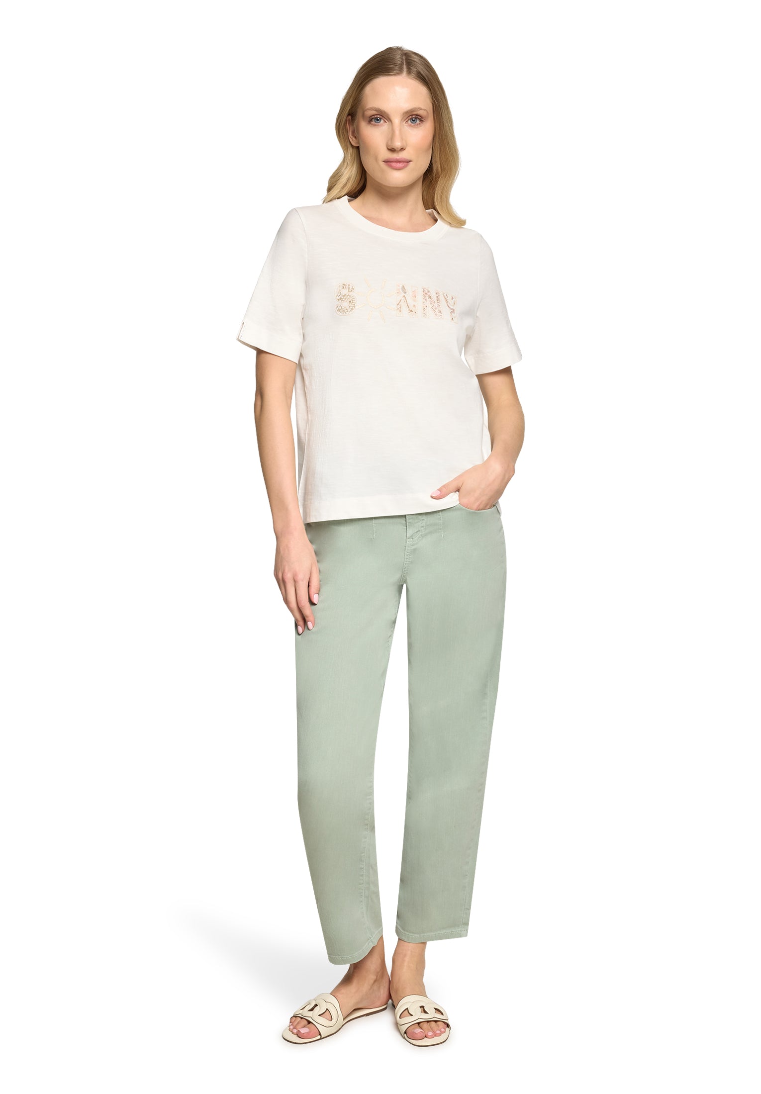 Cartoon Damen T-Shirts Patch Cream/Nat