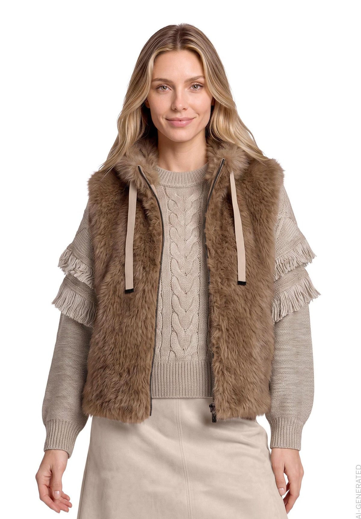 Betty & Co Damen Outdoorwesten Taupe Melange