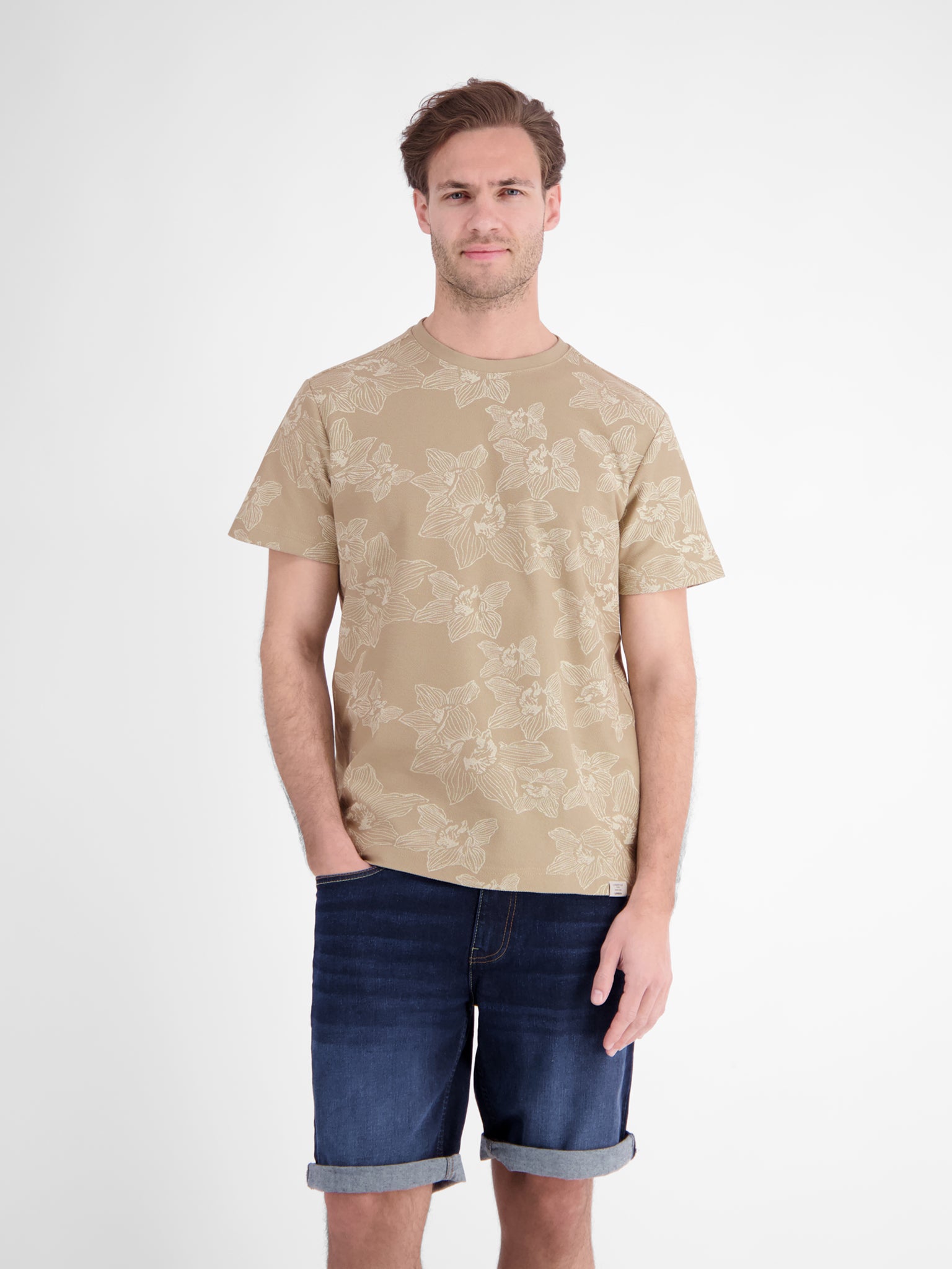Lerros Herren T-Shirts kurz Gravel Beige