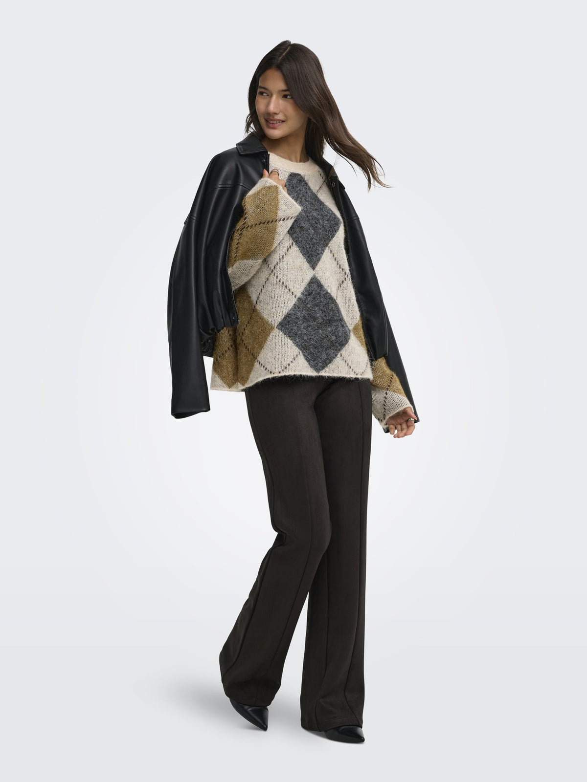 Only Damen Pullover Oatmeal/Argyle/