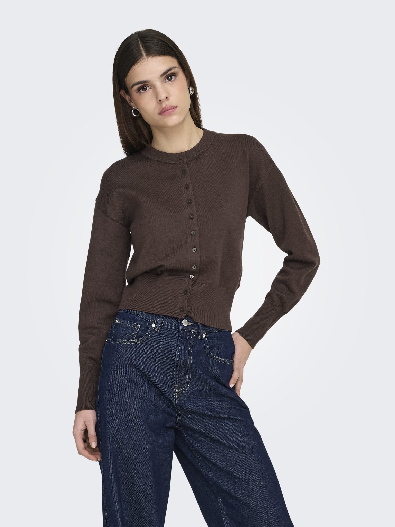 Only Damen Strickjacken Seal Brown/Dtm