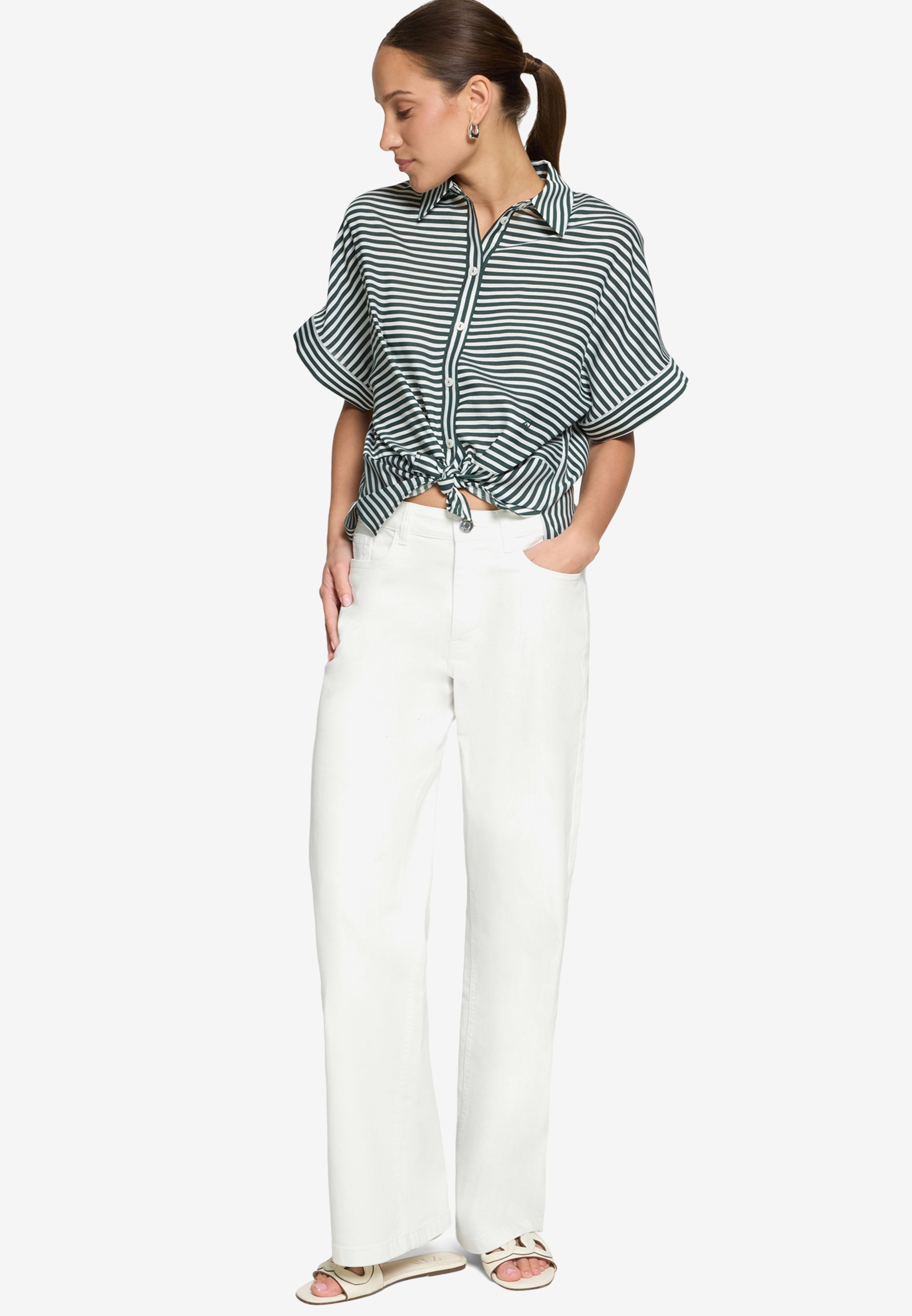 Zero Damen Blusen Green/Cream