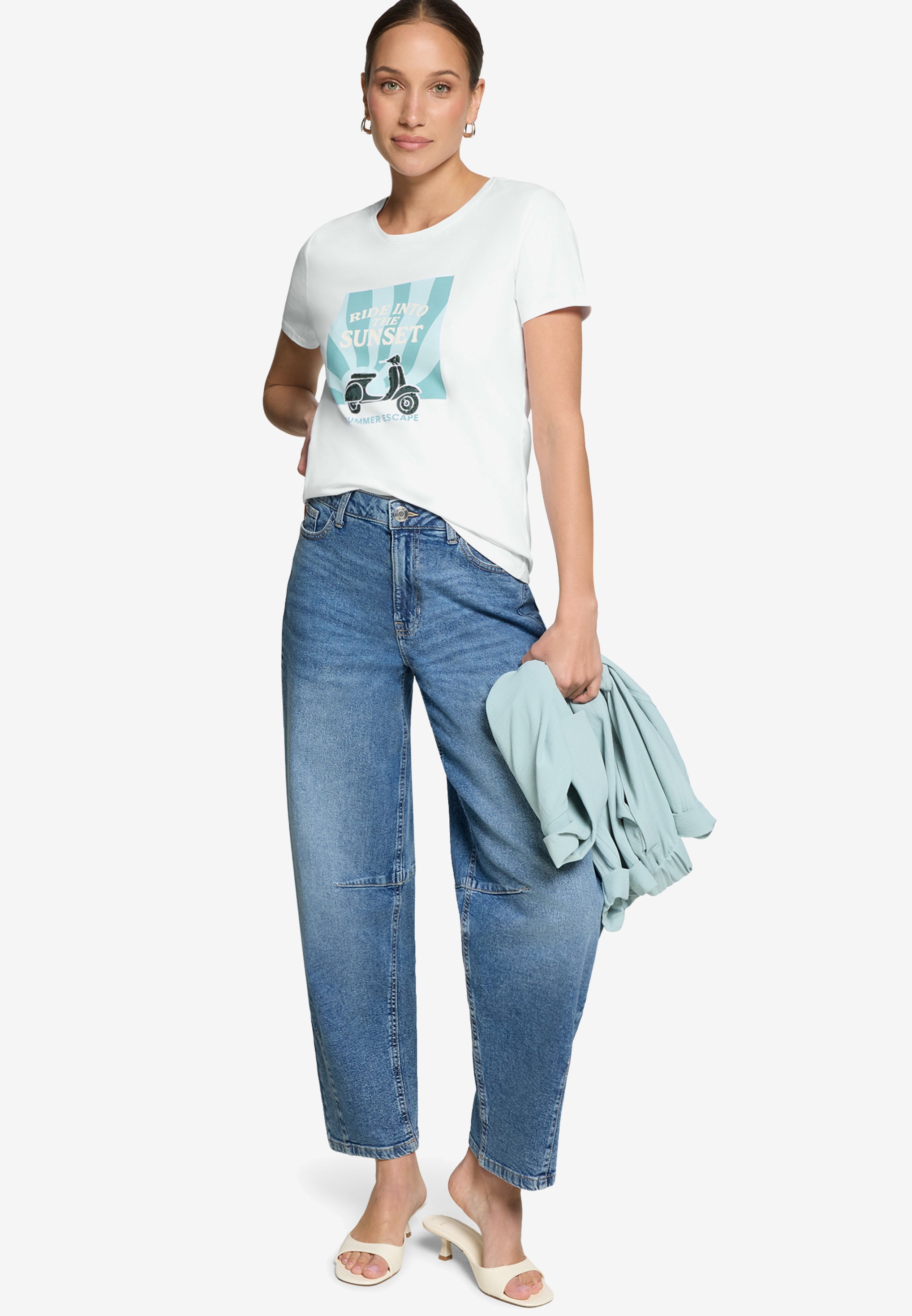 Zero Damen T-Shirts Patch White/Blu