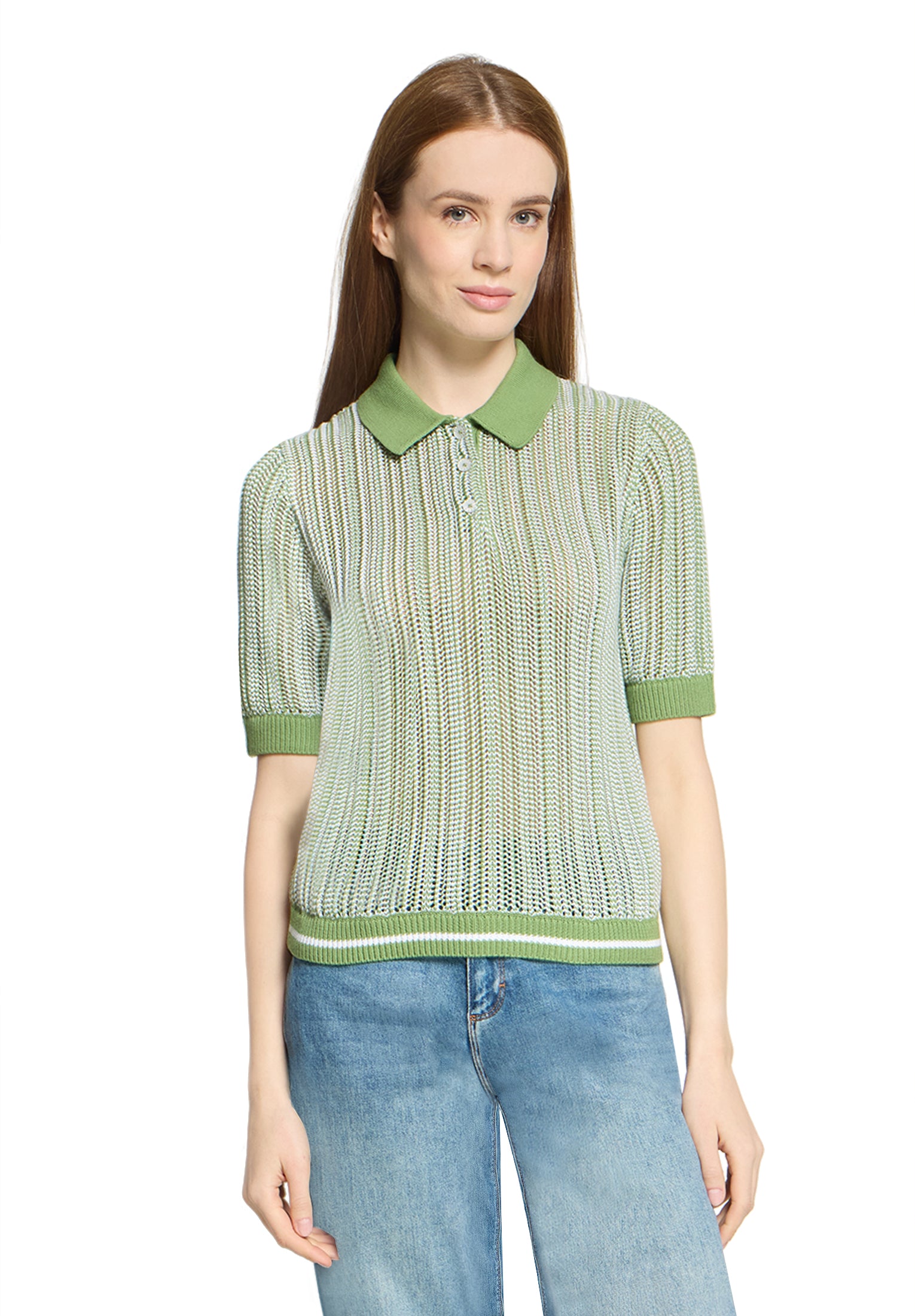 Cartoon Damen Pullover Khaki/White