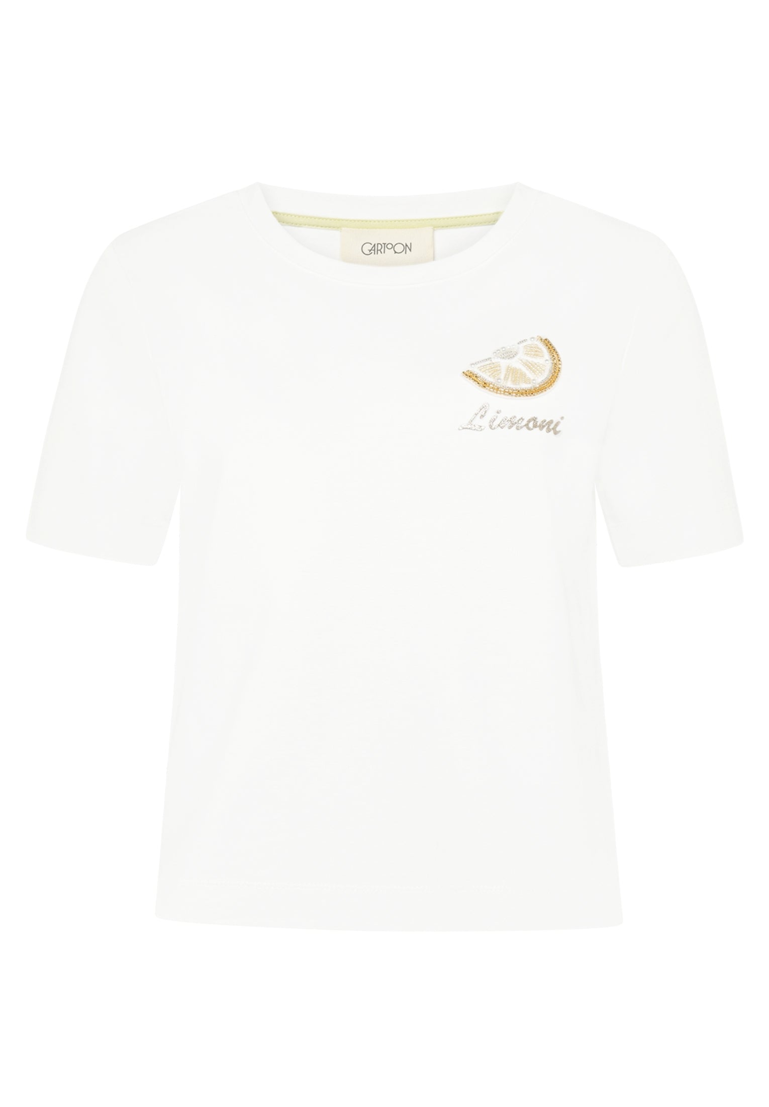 Cartoon Damen T-Shirts Patch Cream/Gol