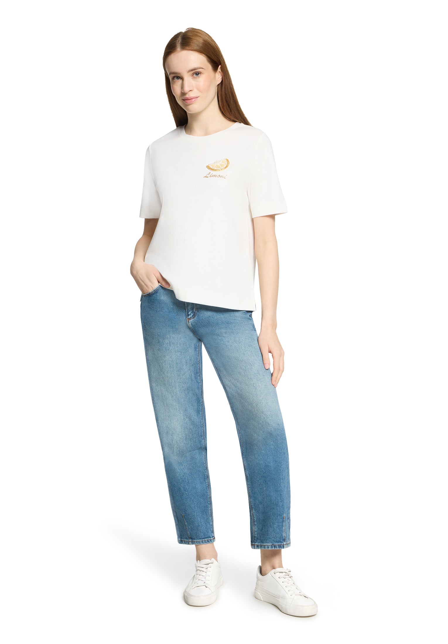 Cartoon Damen T-Shirts Patch Cream/Gol