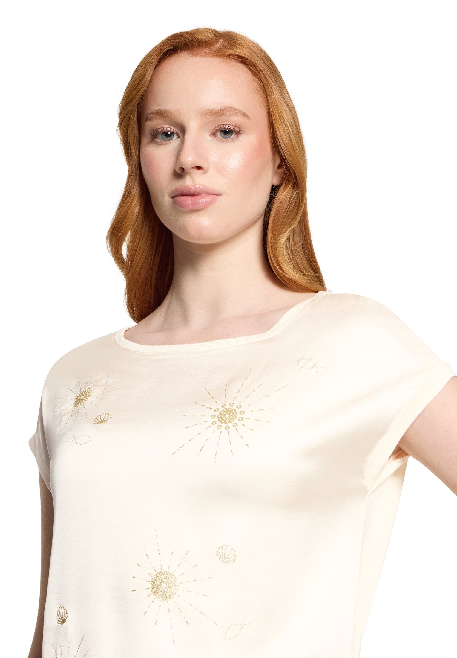 Cartoon Damen T-Shirts Patch Cream/Gol